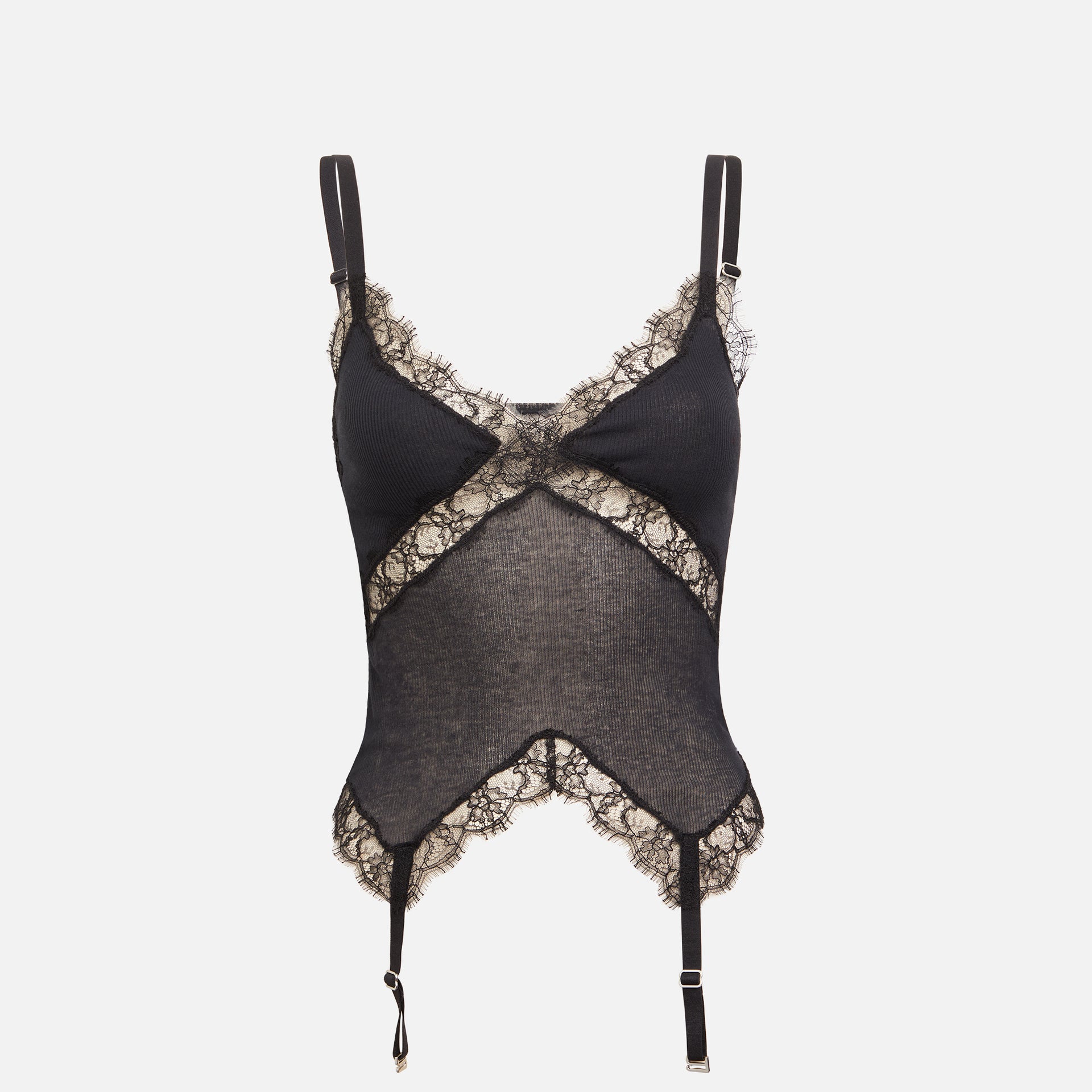 Dion Lee Lace Rib Garter Tank - Black