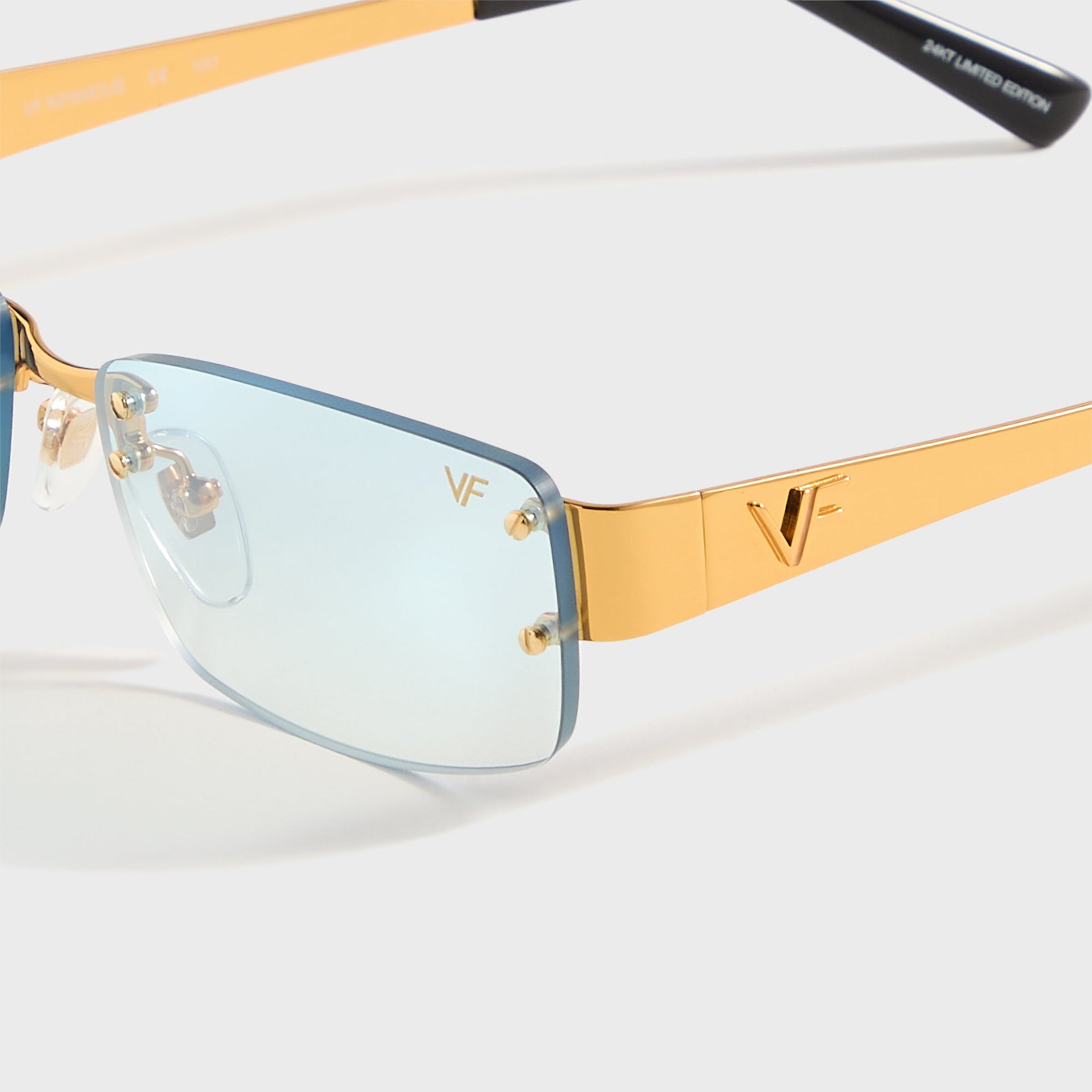 Vintage Frames Infamous Rimless Drill Mount 24KT in Gold / Tiffany Blue