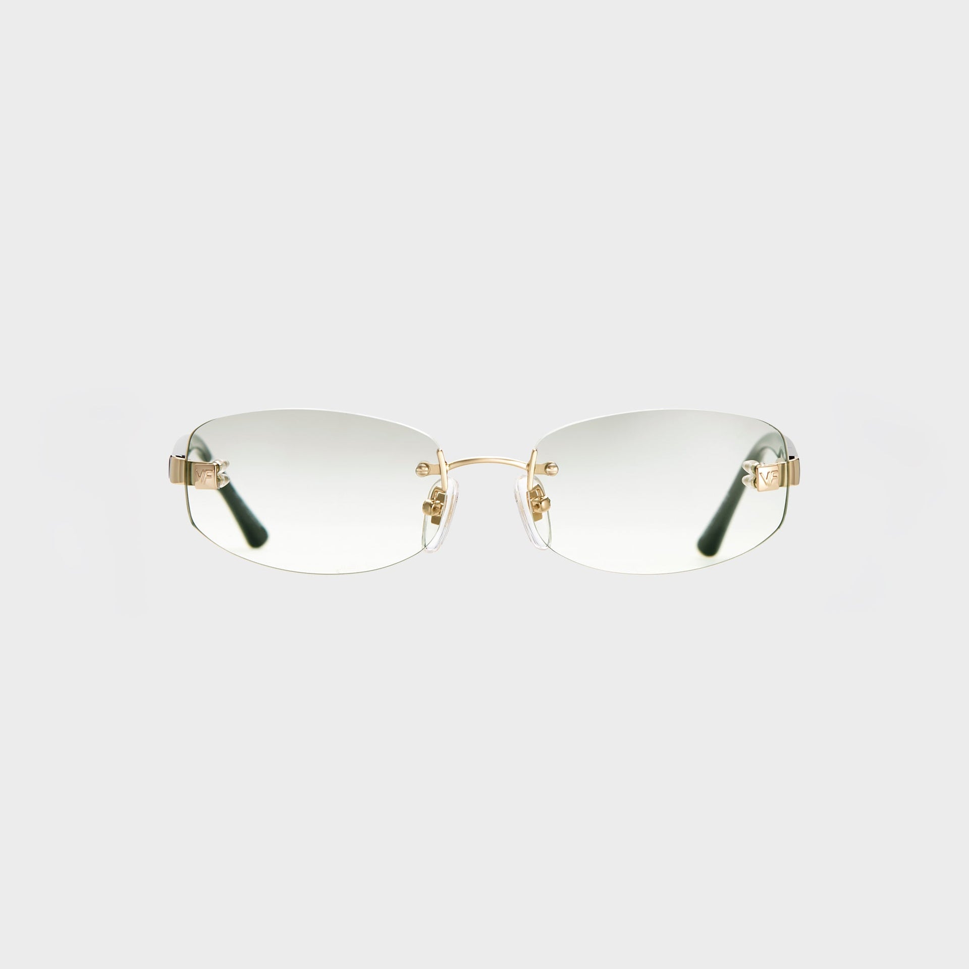 Vintage Frames Ibiza Rimless Drill Mount 24kt Yellow Gold Sunglasses - Asphalt Gradient