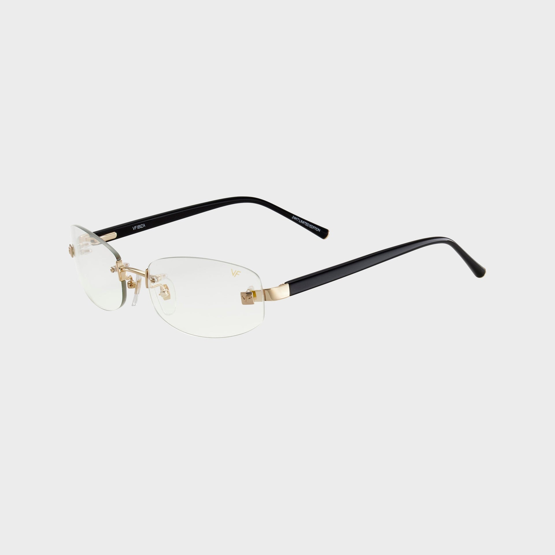 Vintage Frames Ibiza Rimless Drill Mount 24kt Yellow Gold Sunglasses - Asphalt Gradient