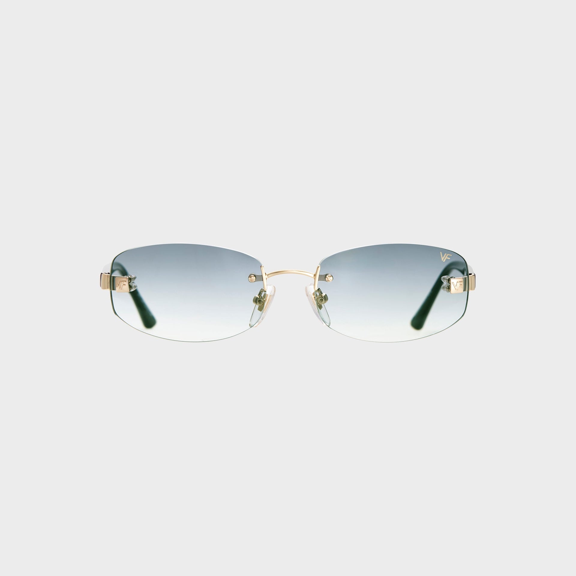 Vintage Frames Ibiza Rimless Drill Mount 24KT Yellow Gold Sunglasses - Light Grey