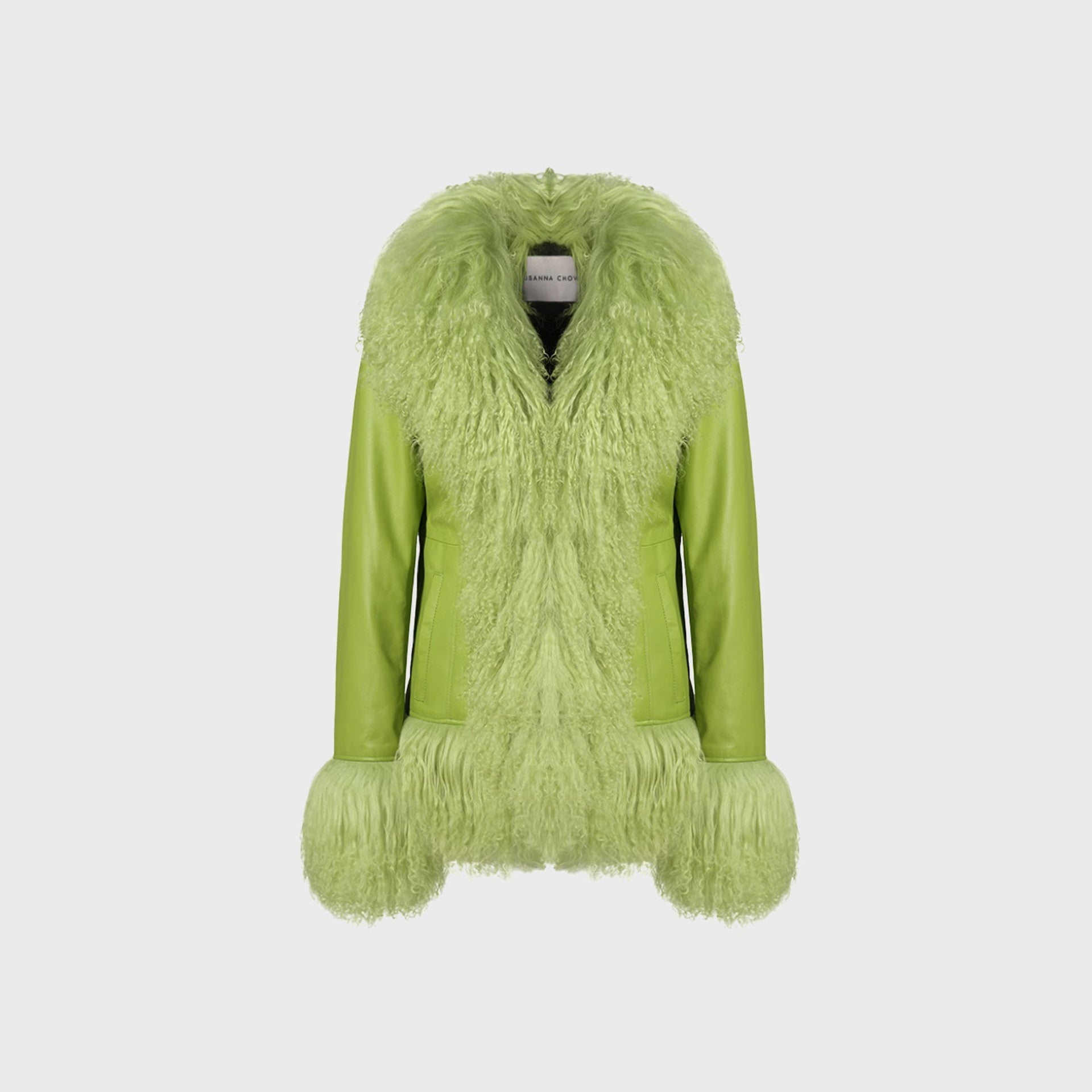 Susanna Chow Dorothy Leather Coat - Chartreuse