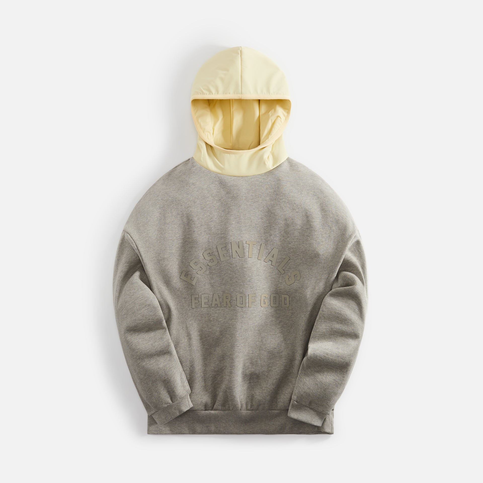 Essentials Nylon Fleece Hoodie - Dark Heather Oatmeal / Garden Yellow