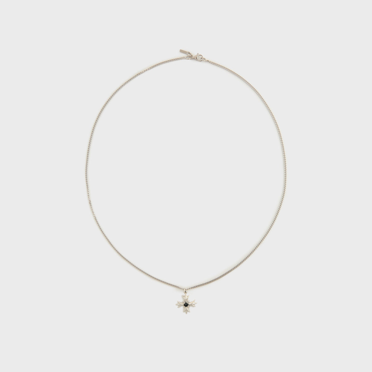 Emanuele Bicocchi Crest+Black Crystal Necklace - Silver