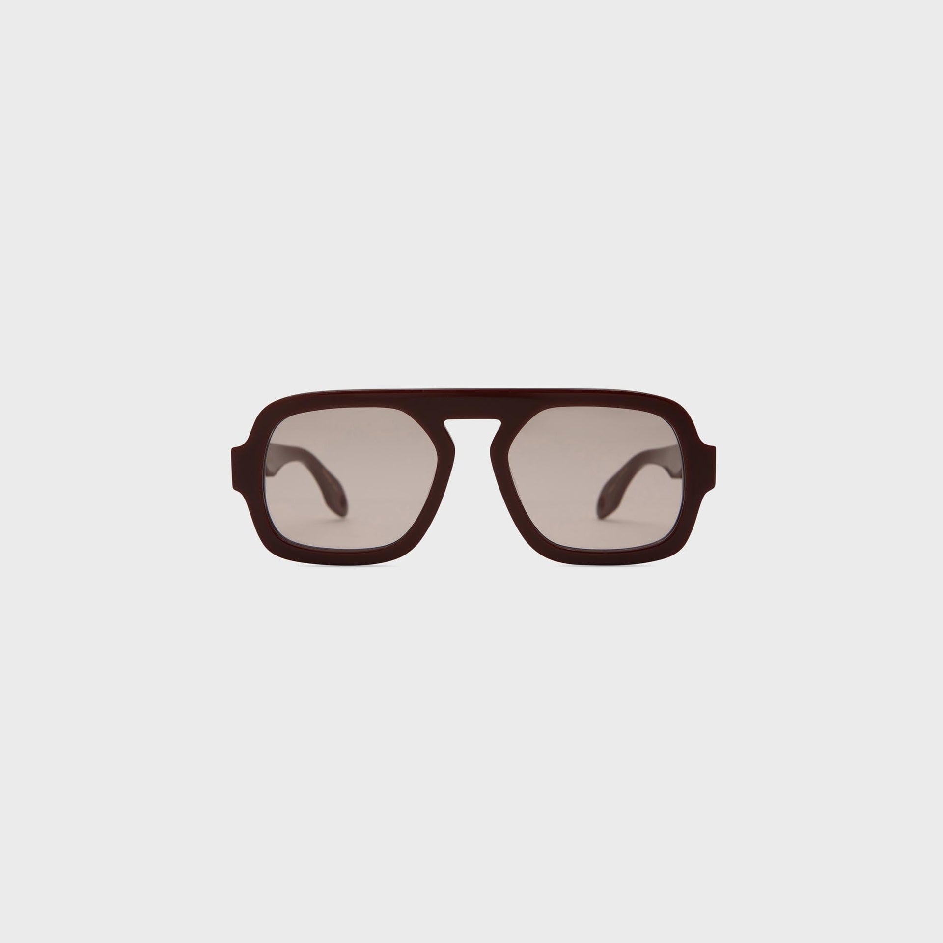 Elisa Johnson Jane sunglasses in dark brown acetate with squared aviator frame and brown lenses, front view