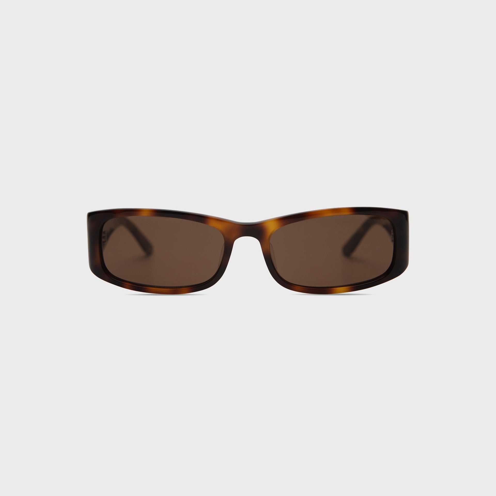 Elisa Johnson Reighne sunglasses in brown tortoise acetate with rectangular frame and brown lenses, front view