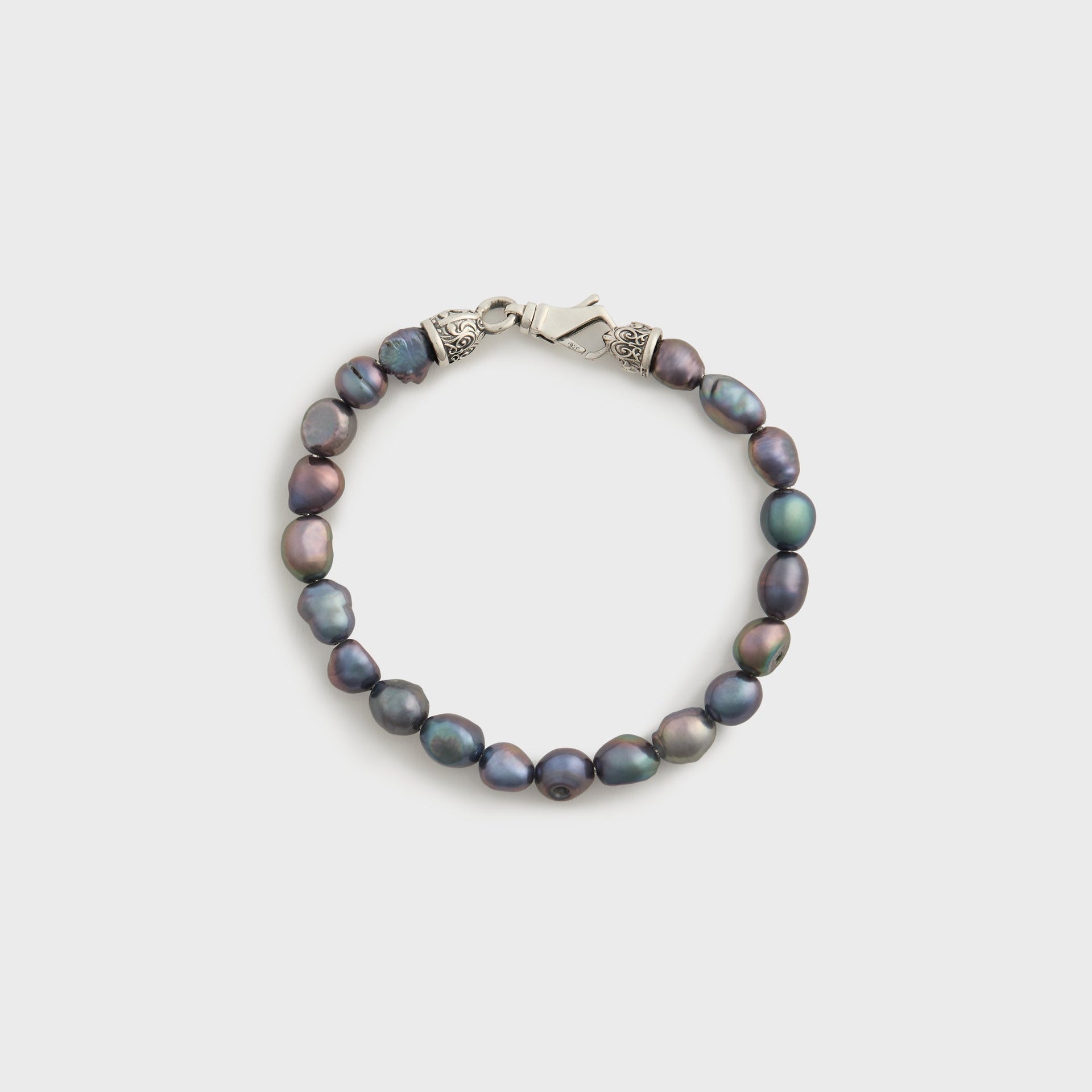 Emanuele Bicocchi Small Black Baroque Pearl Bracelet - Silver