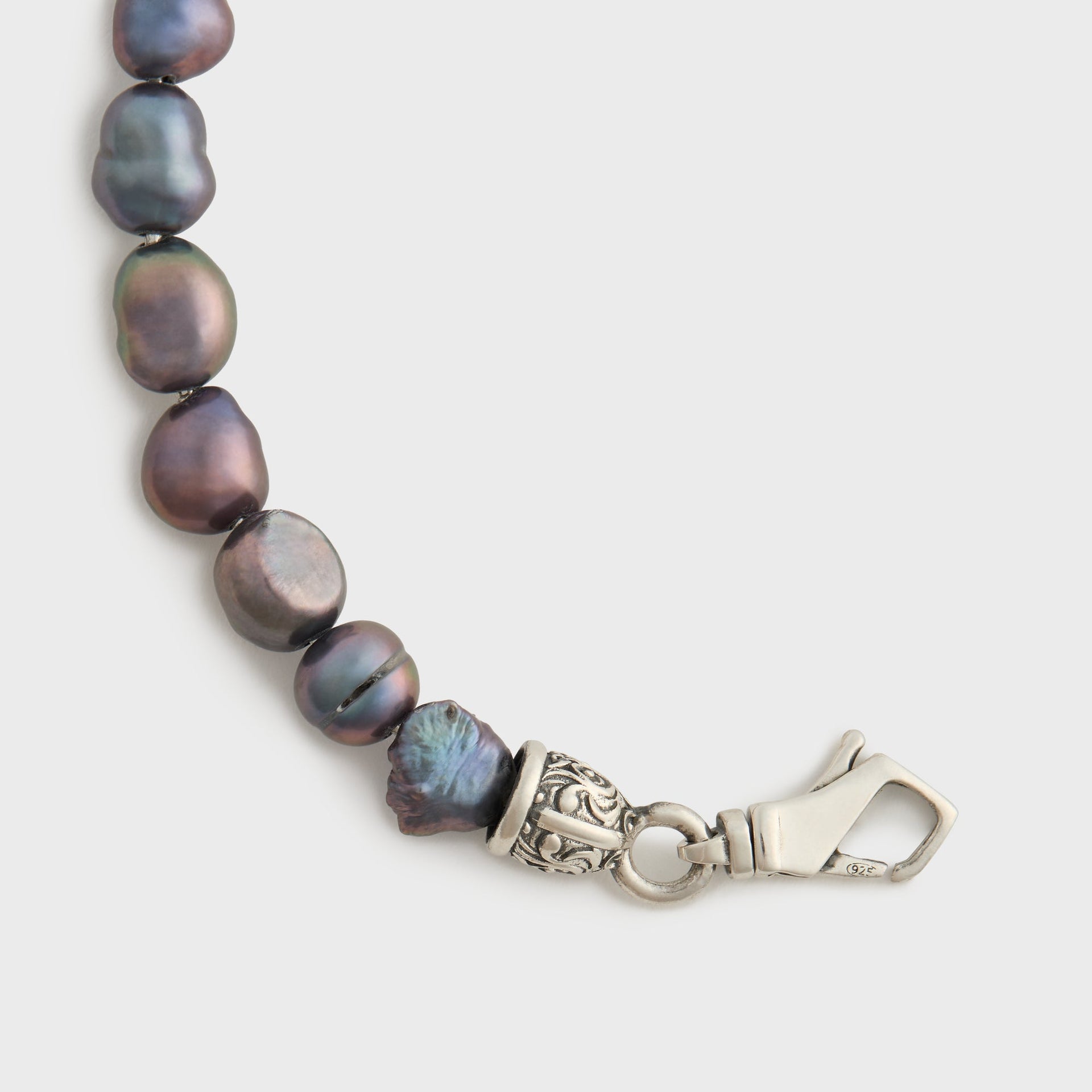 Emanuele Bicocchi Small Black Baroque Pearl Bracelet - Silver