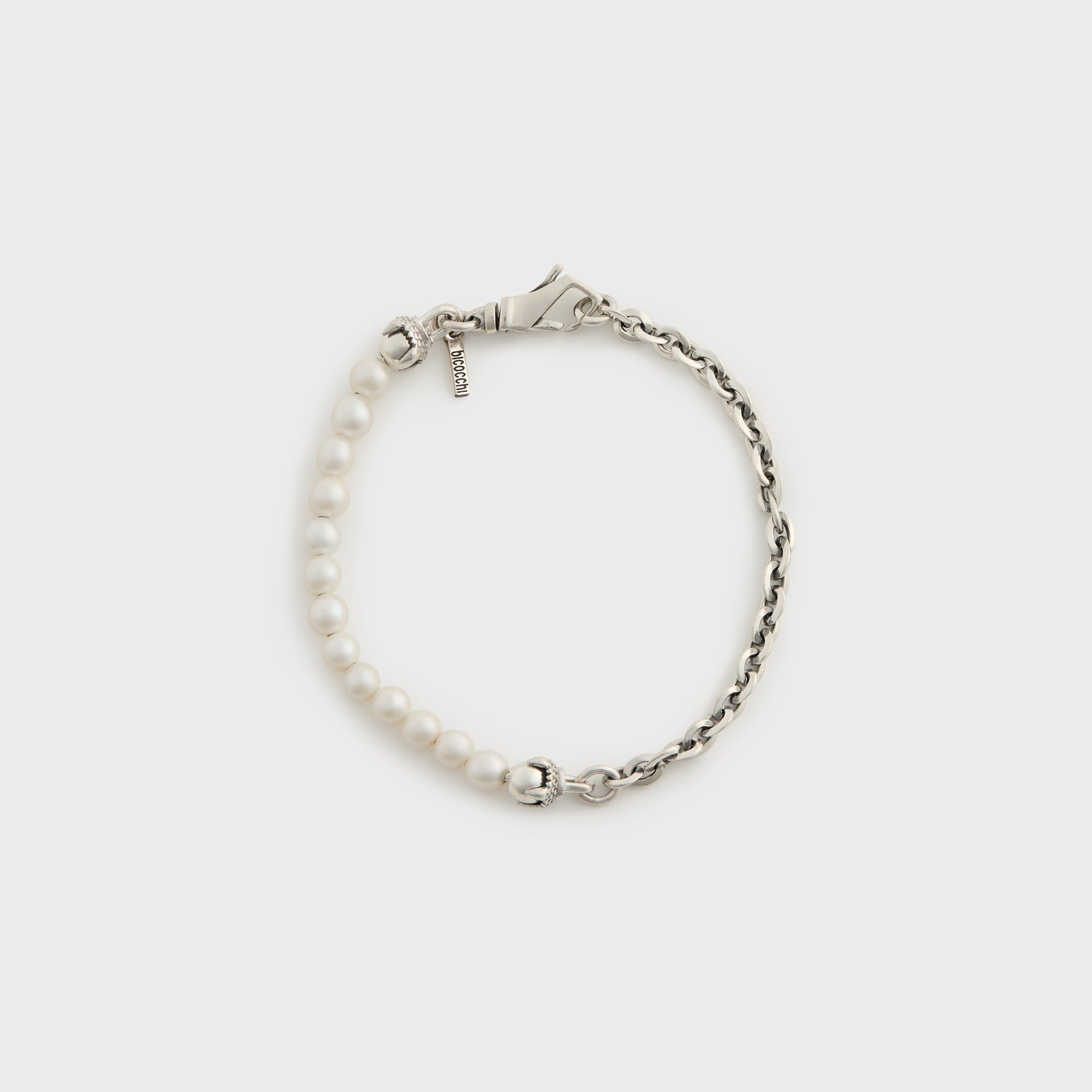 Emanuele Bicocchi Baroque White Pearl Claw Bracelet - Silver