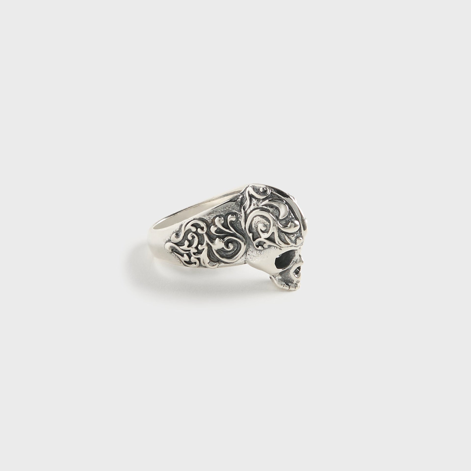 Emanuele Bicocchi Flourish Skull Ring Large - Silver