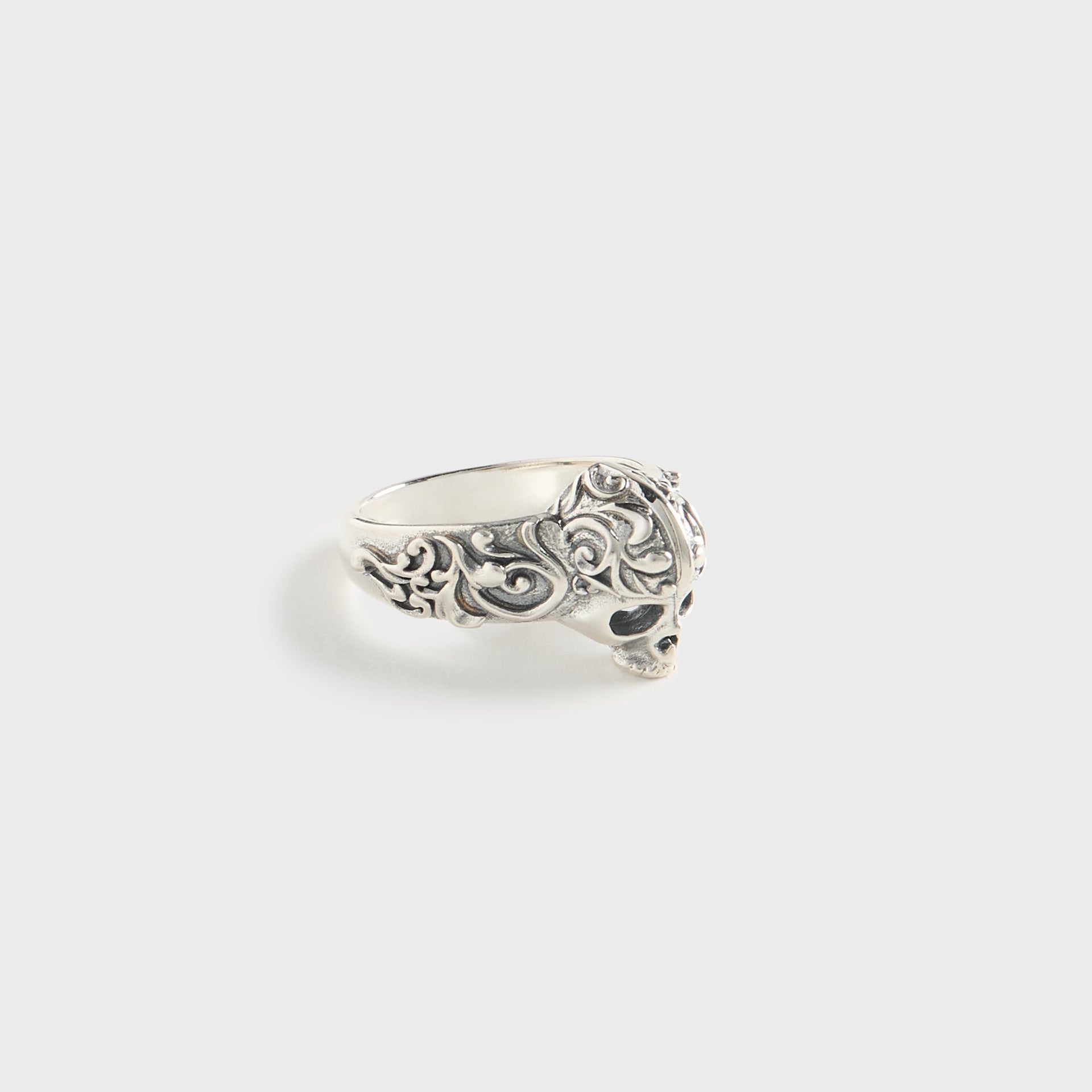 Emanuele Bicocchi Small Flourish Skull Ring - Silver