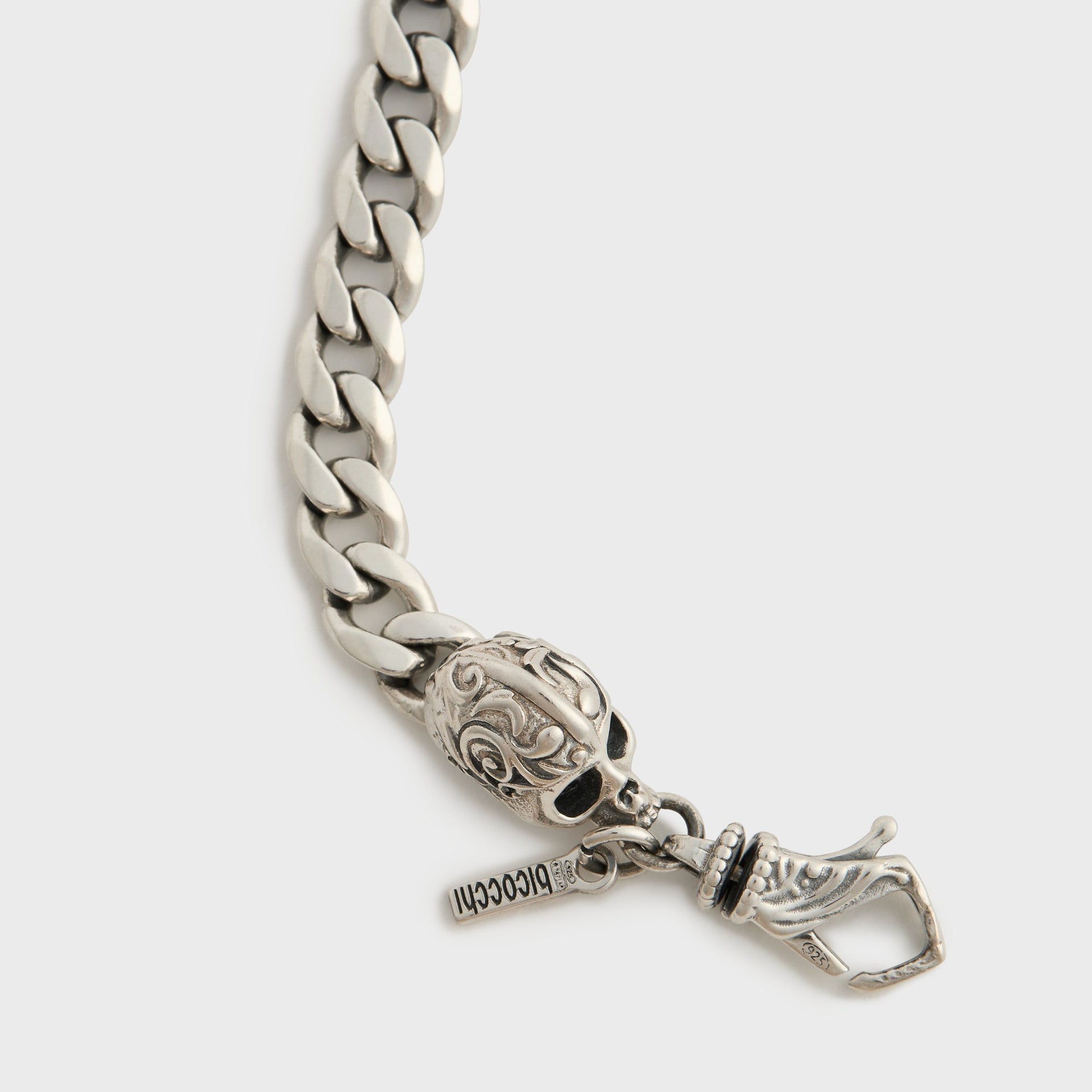 Emanuele Bicocchi Flourish Skull Chain Bracelet Small - Silver
