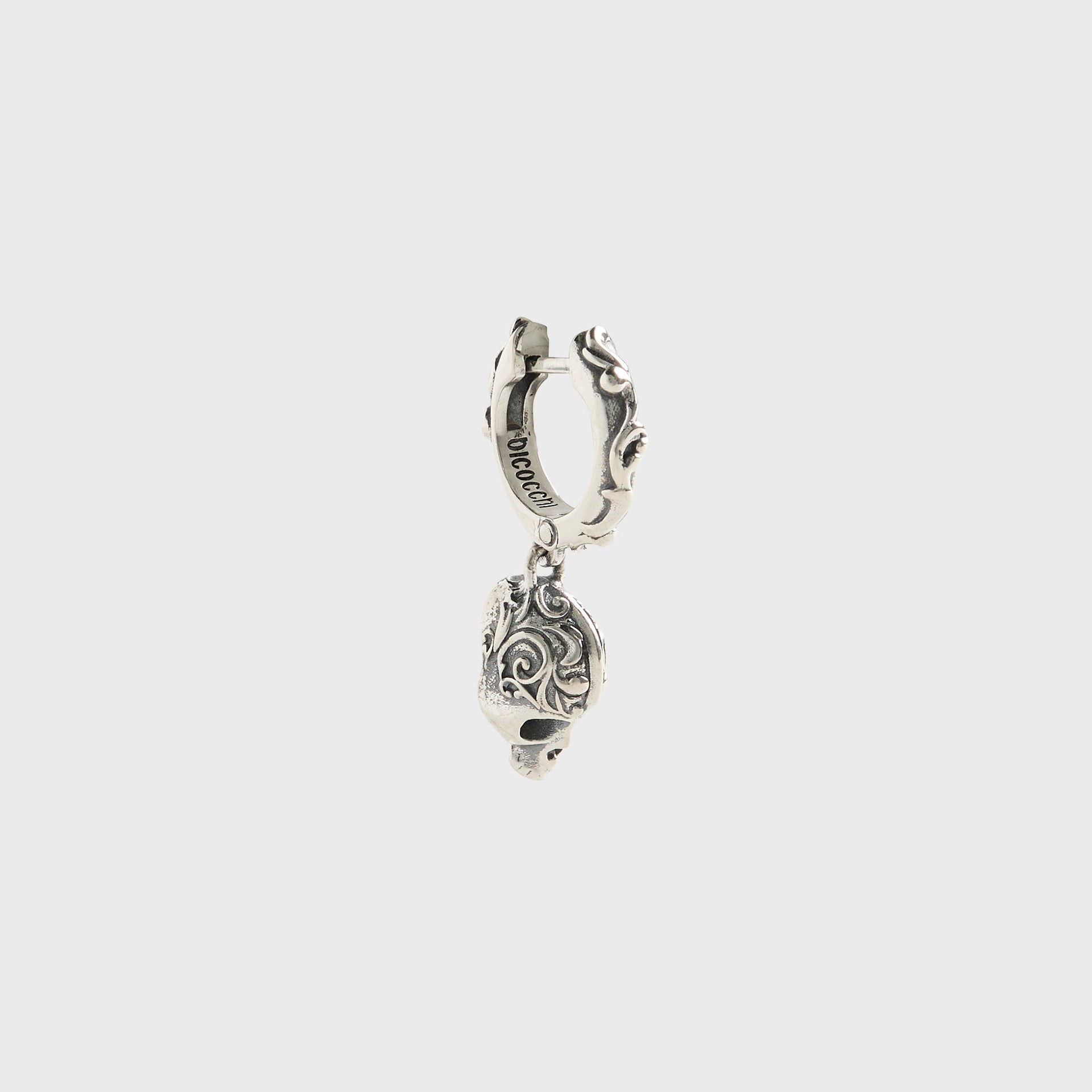 Emanuele Bicocchi Flourish Skull Earring - Silver