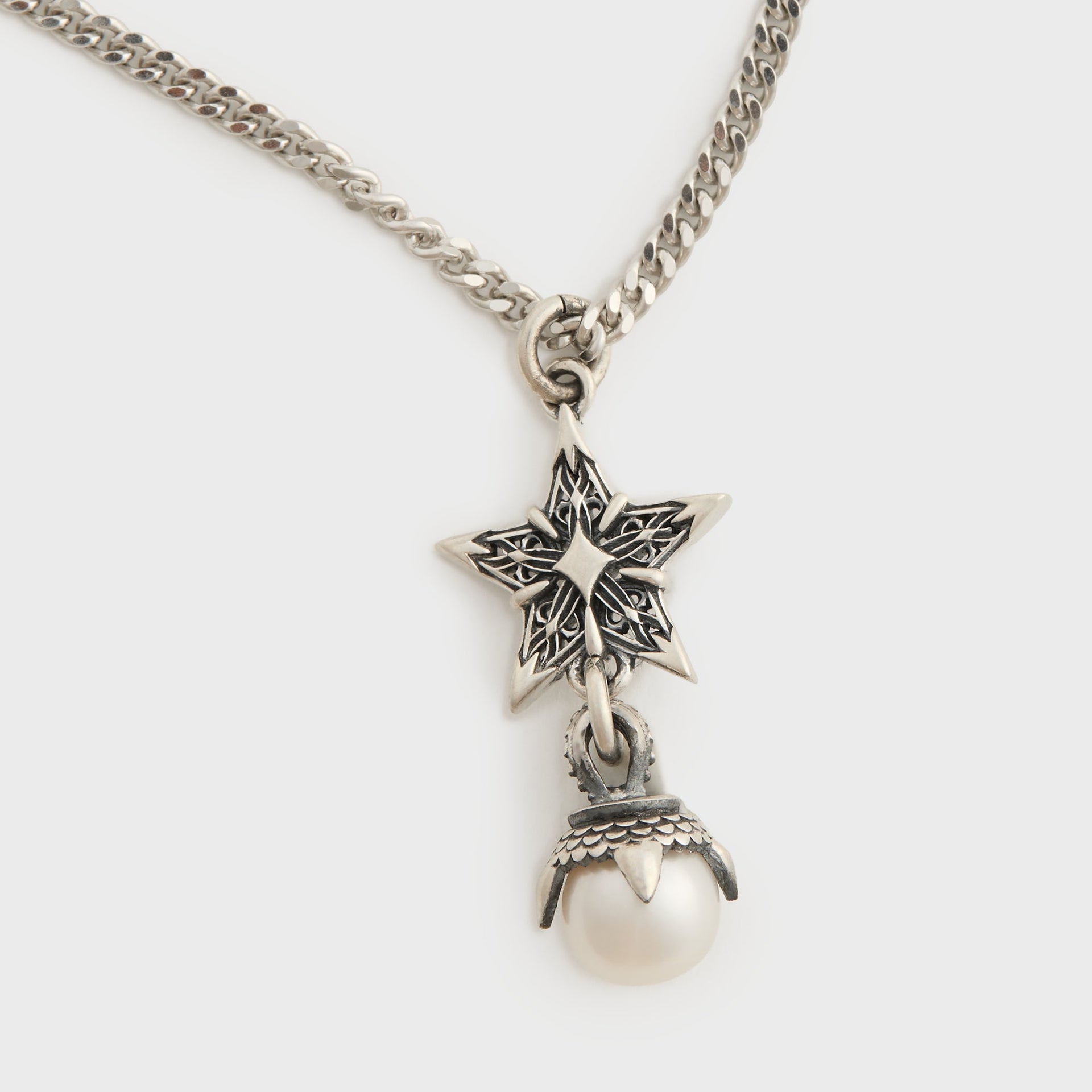 Emanuele Bicocchi Stella Notre Dame Pearl Necklace - Silver