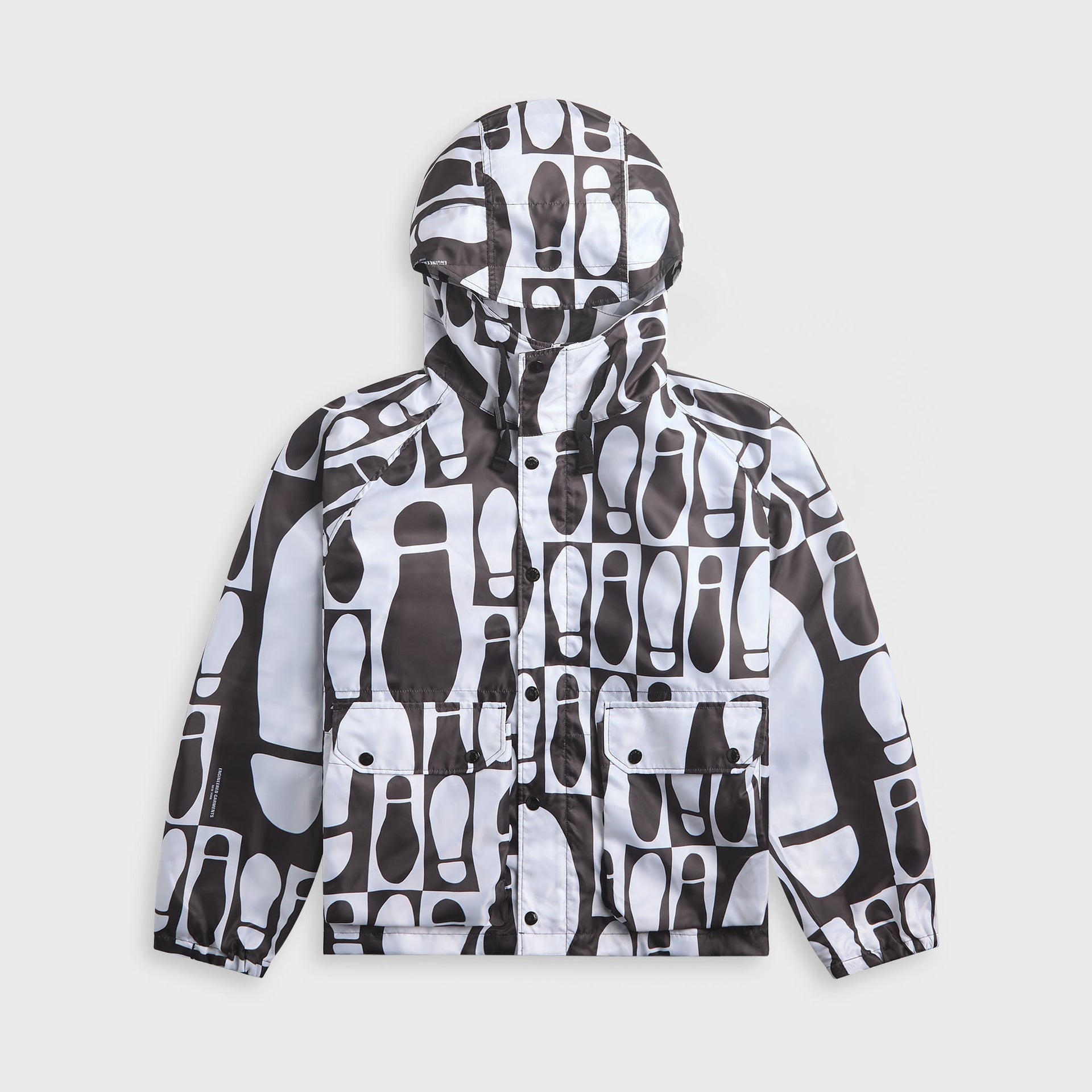 Engineered Garments Foot Print Polyester Pilot Twill Parka - White / Black