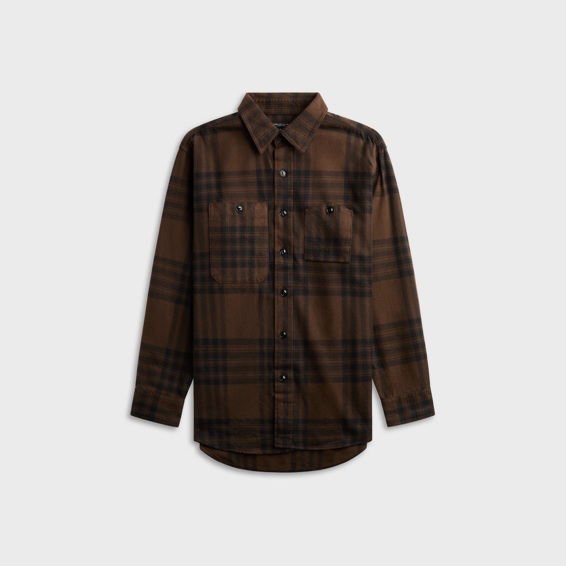 Engineered Garments Cotton Flannel Plaid Work Shirt - Brown / Black Plaid