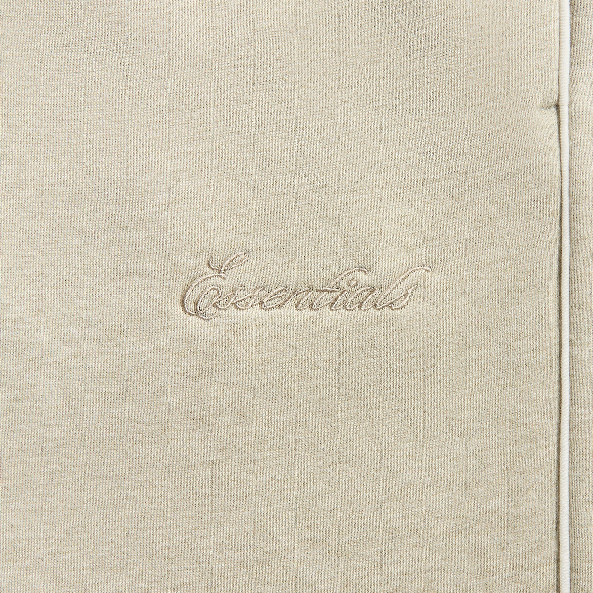 Essentials Relaxed Fleece Sweatpant With Piping in Heather Stone / Cloud White
