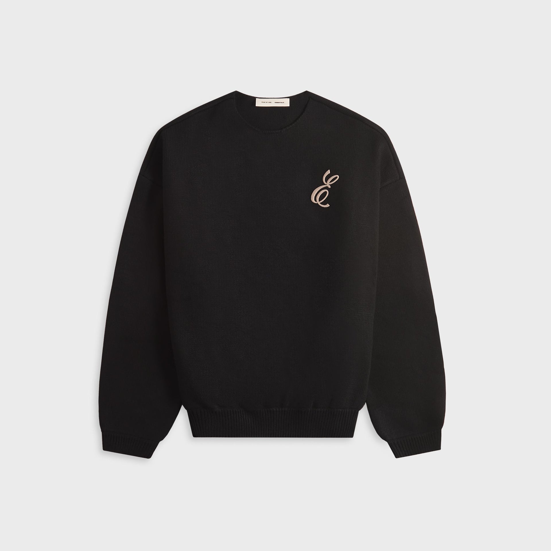 Essentials Waffle Crewneck Sweater - Vintage Black