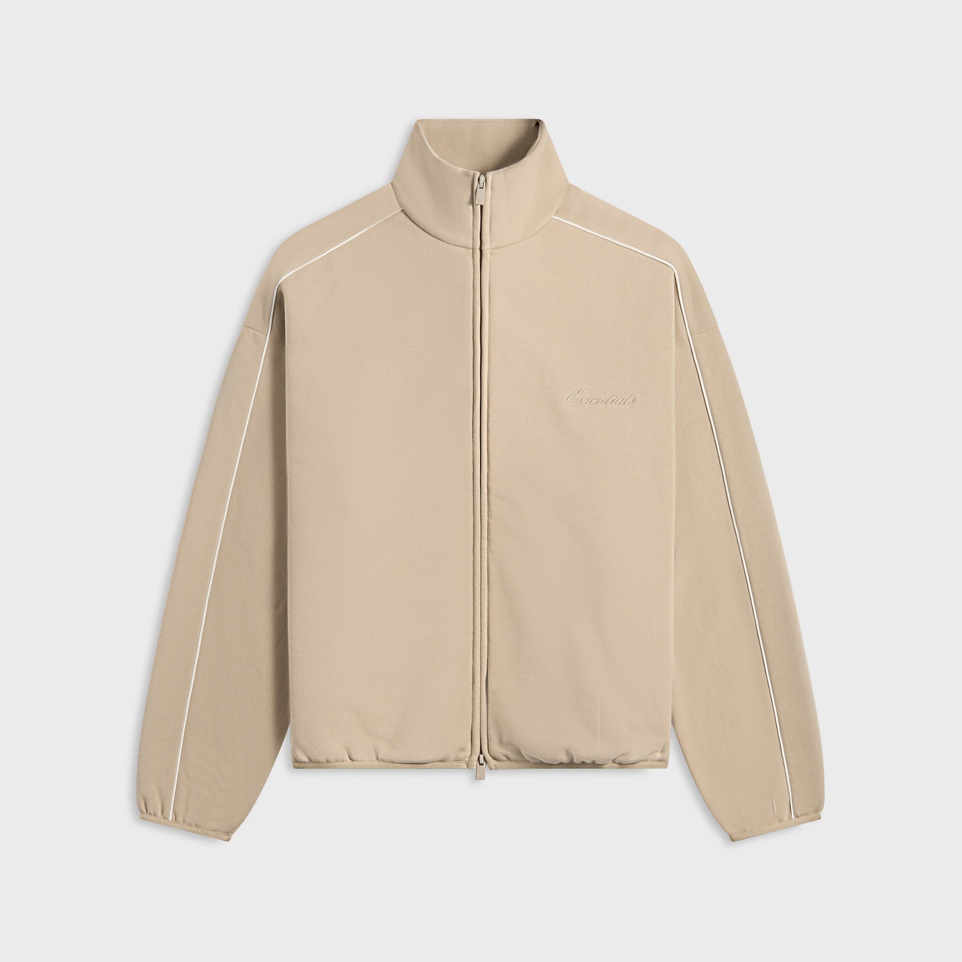 Essentials Modern Fit Fleece Track Jacket in Timber / Cloud White