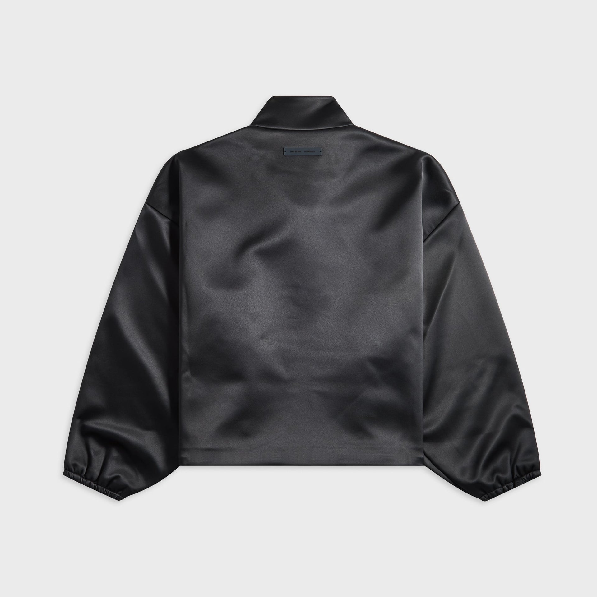 Essentials Bonded Satin ZipinUp Bomber in Jet Black
