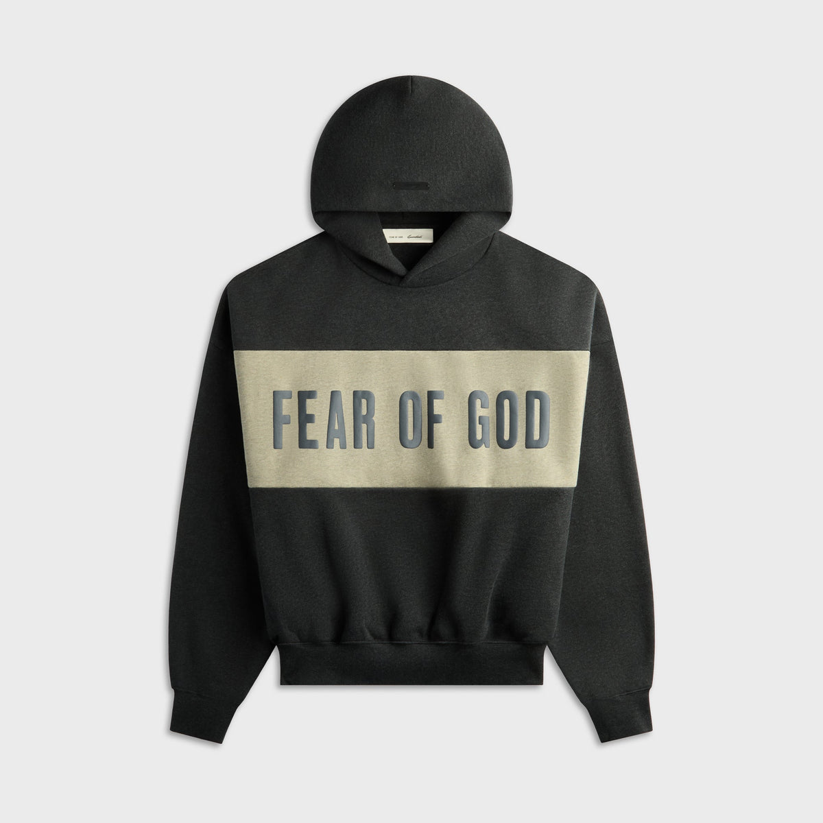 Essentials Cropped Relaxed Paneled Hoodie - Iron Grey Heather / Seal Heather