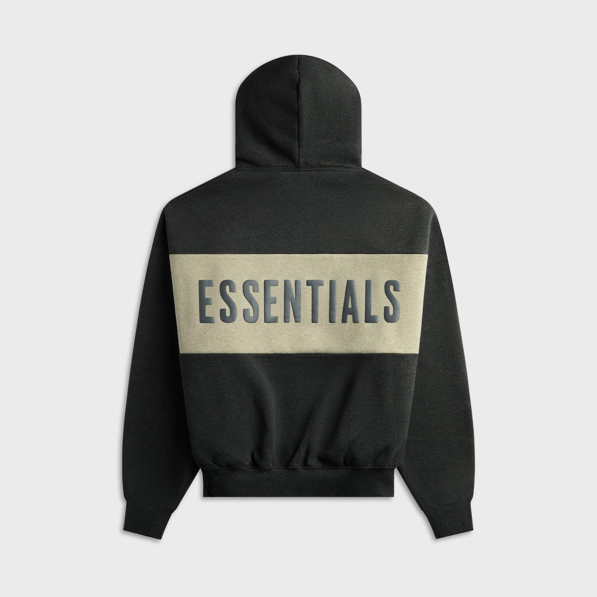 Essentials Cropped Relaxed Paneled Hoodie - Iron Grey Heather / Seal Heather