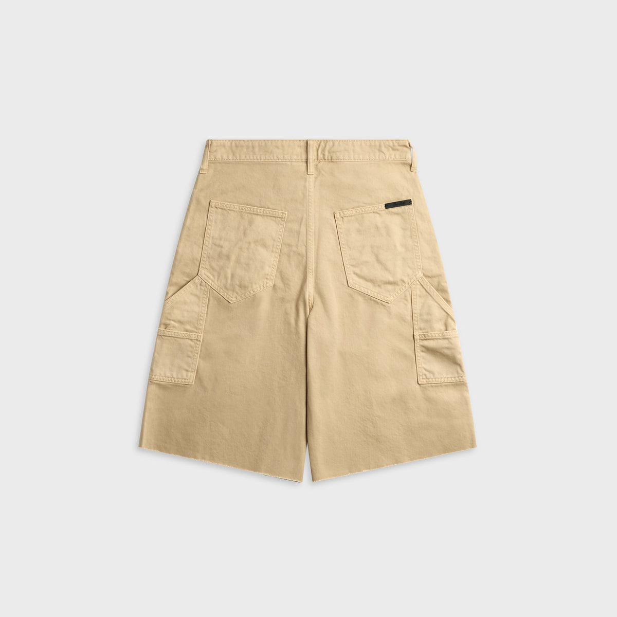 Essentials Raw Cut 5-Pocket Short in Overdyed Dune, beige raw-hem shorts, back view