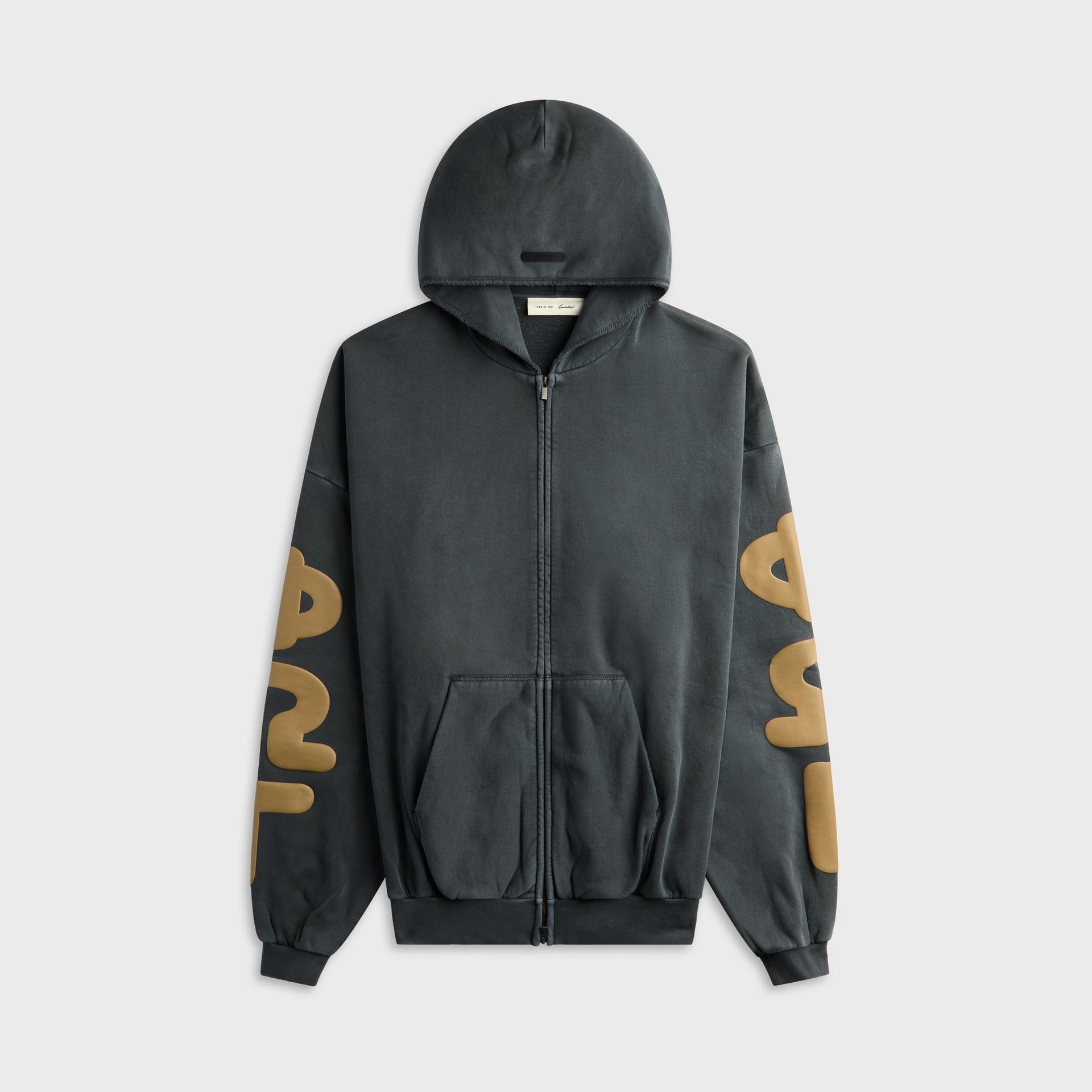Essentials 90's Zip Up Hoodie - Washed Iron Grey
