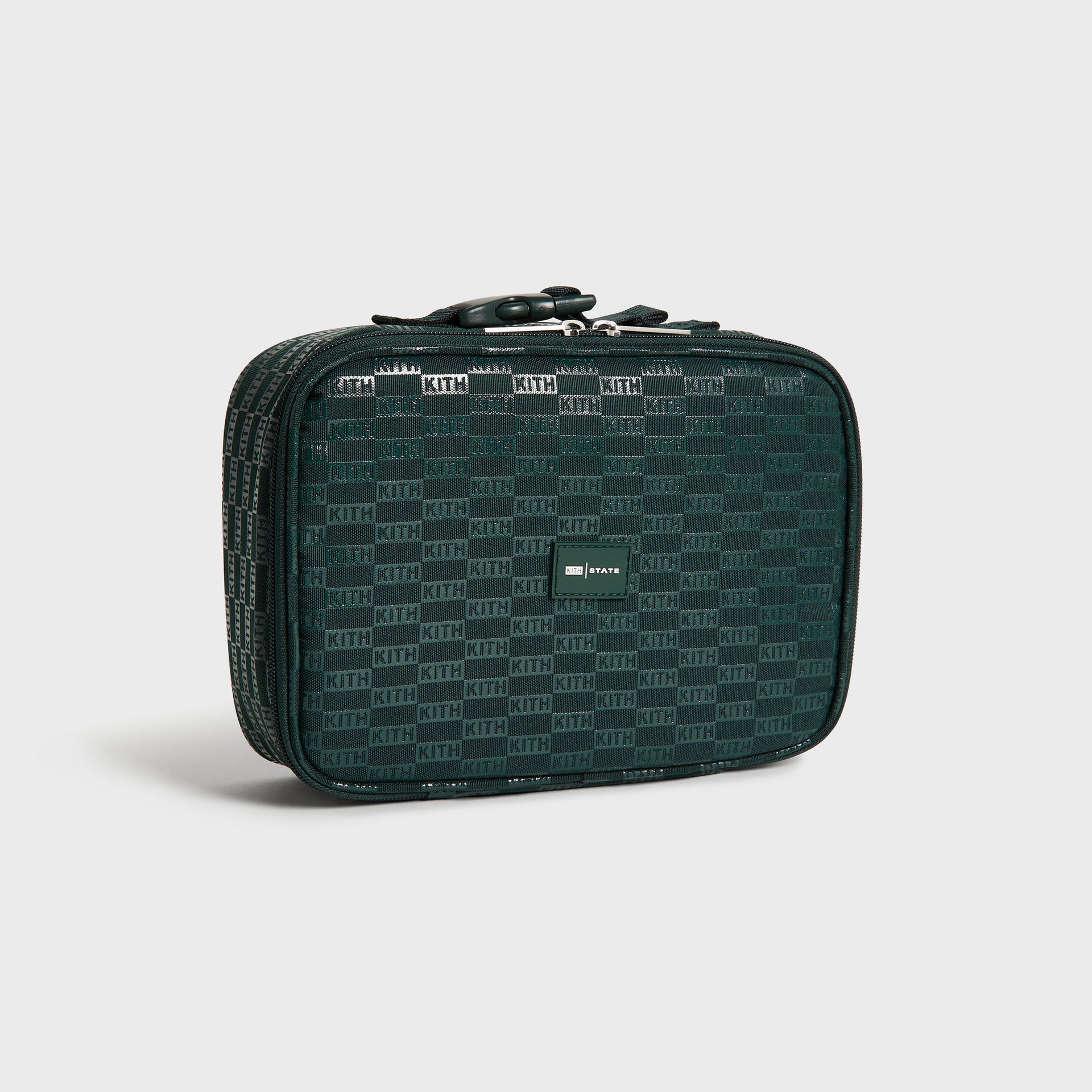 Kith Kids for STATE Rodgers Lunch Box in green KITH monogram, three-quarter angle view