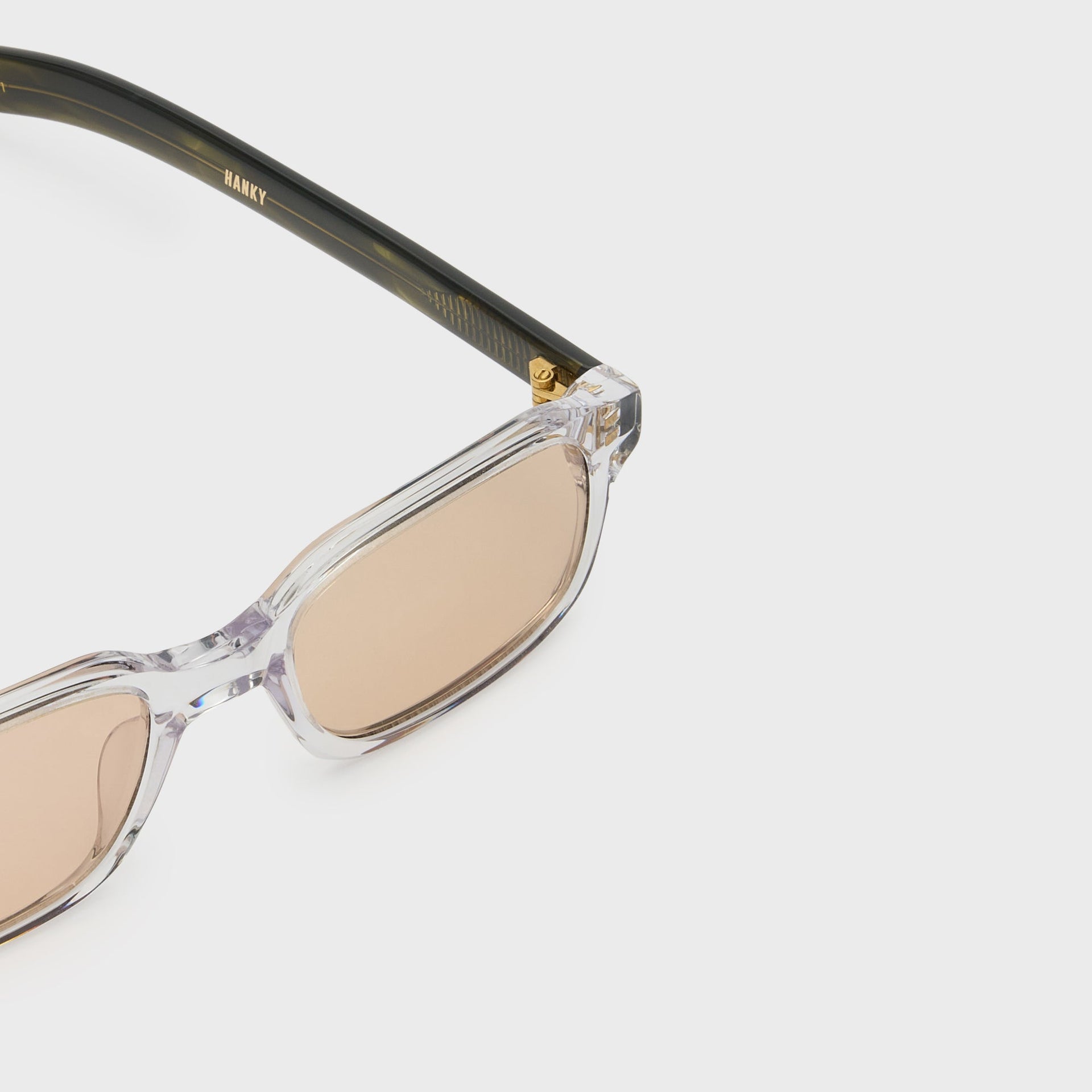 Flatlist Hanky Sunglasses - Clear Crystal Olive Horn / Peach