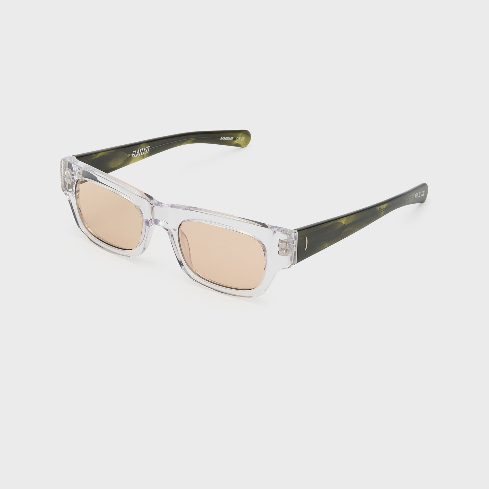 Flatlist Frankie Sunglasses - Clear Crystal Olive Horn / Peach