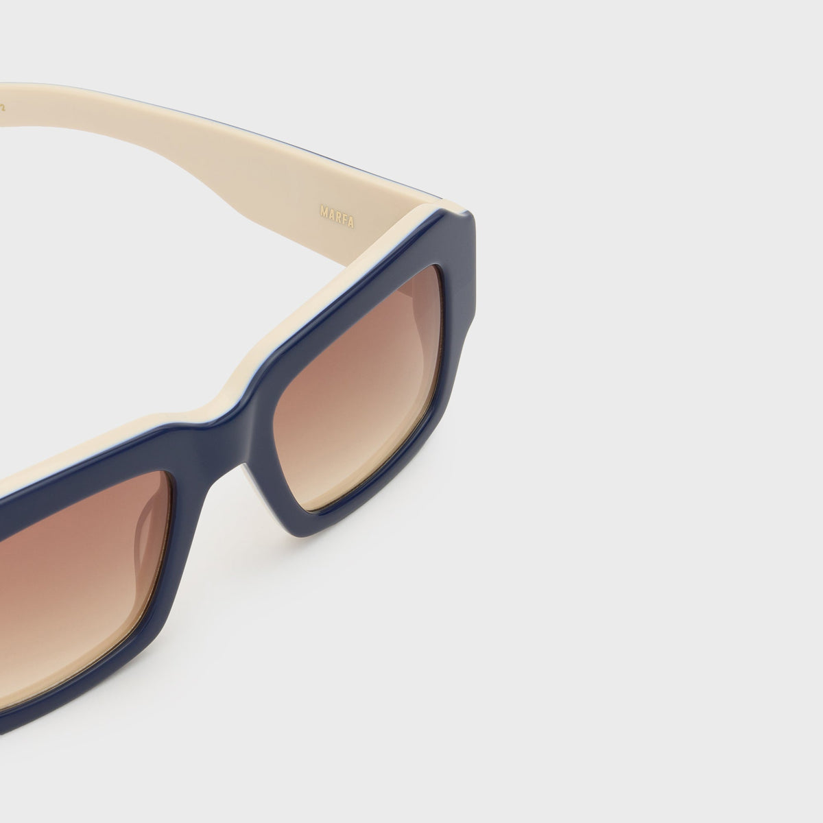 Flatlist Marfa Sunglasses - Solid Dark Blue Solid Off White / Light Brown Gradient Lens