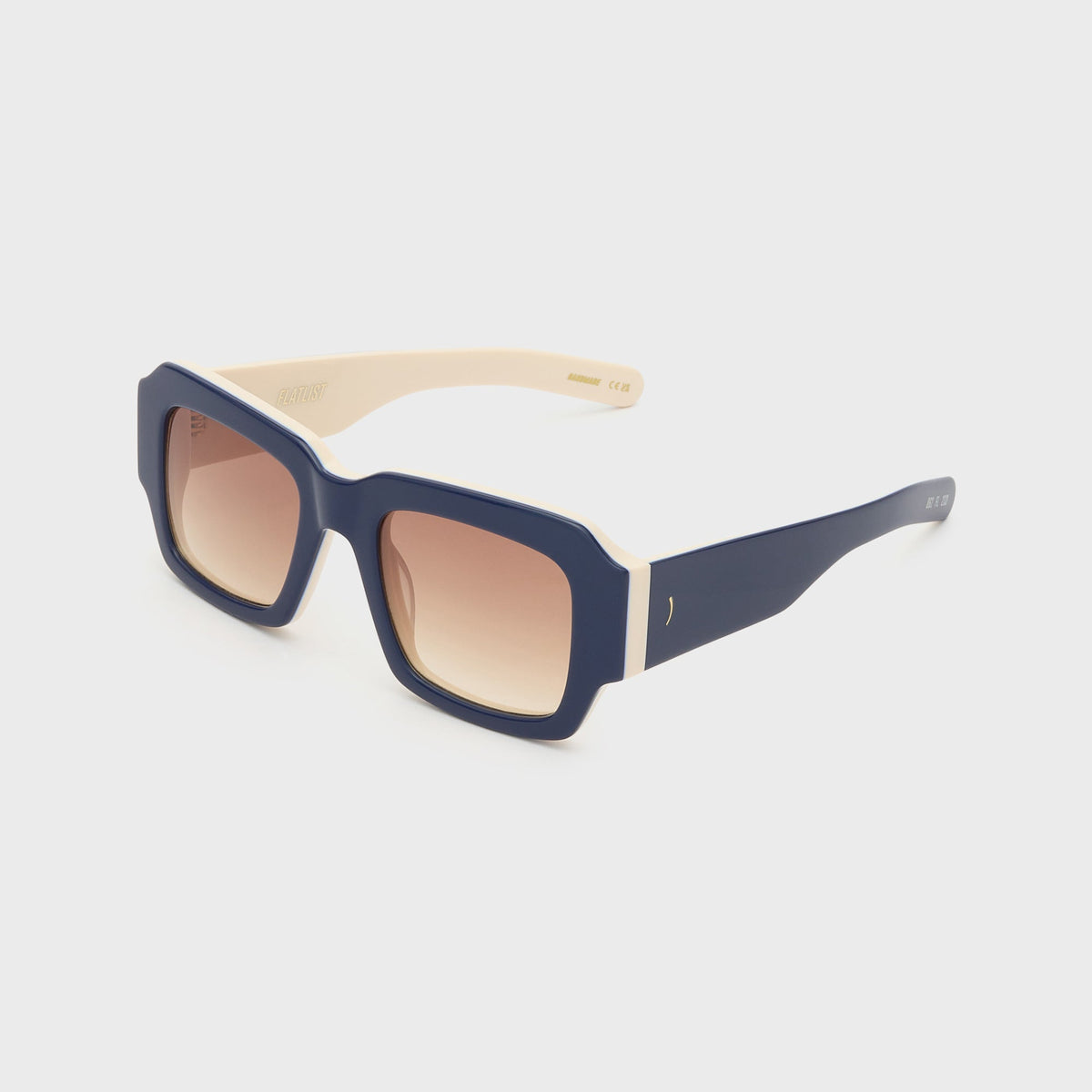 Flatlist Marfa Sunglasses - Solid Dark Blue Solid Off White / Light Brown Gradient Lens