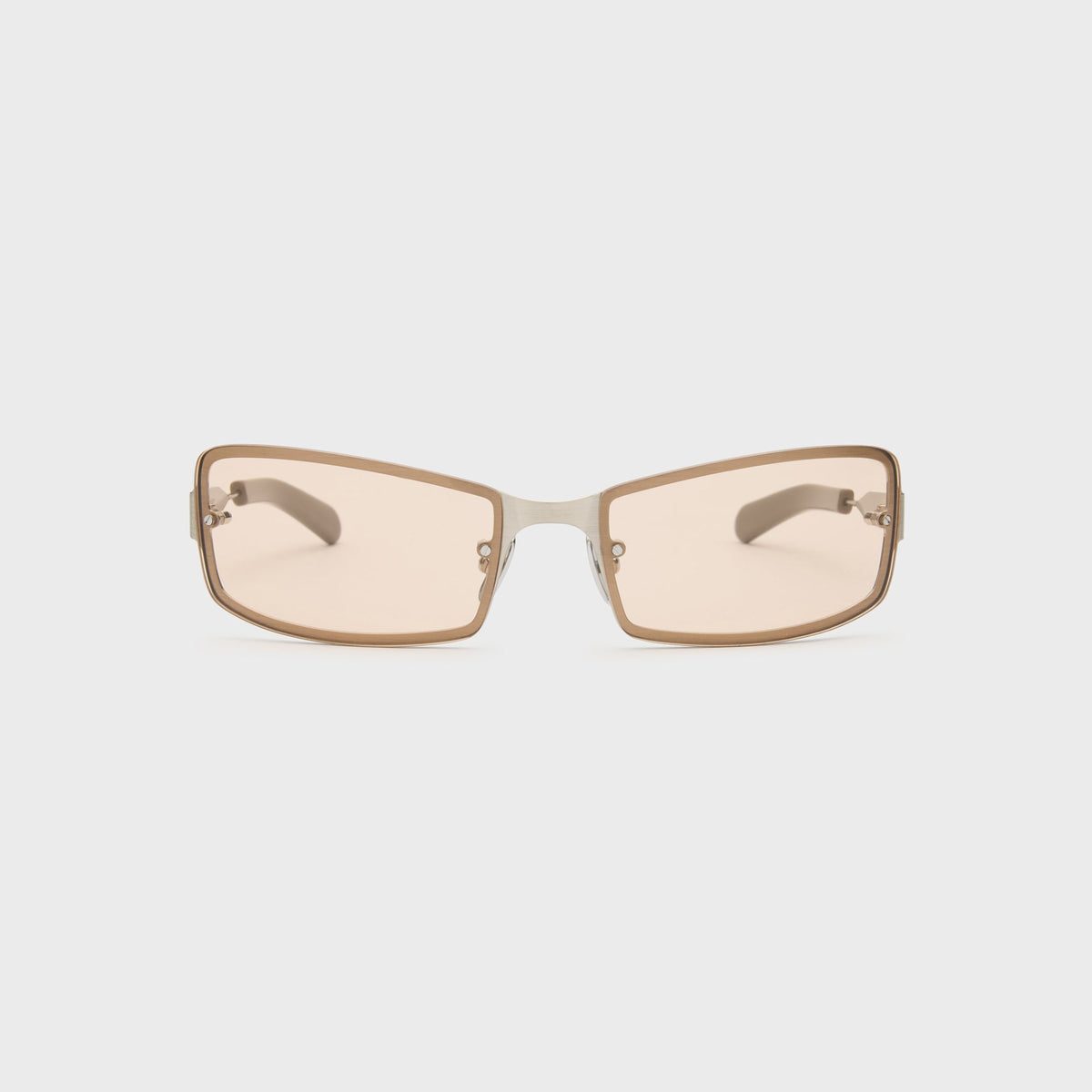 Flatlist AXL Sunglasses - Brushed Titanium Solid Silver Mink / Peach Lens