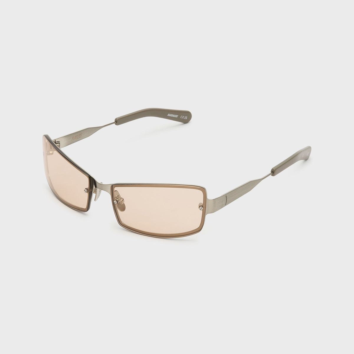 Flatlist AXL Sunglasses - Brushed Titanium Solid Silver Mink / Peach Lens
