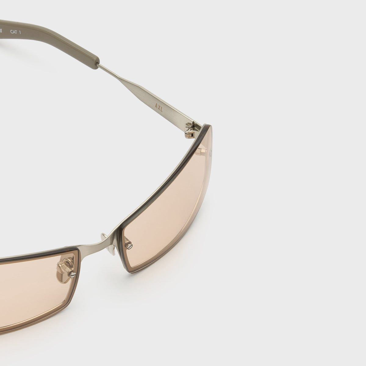 Flatlist AXL Sunglasses - Brushed Titanium Solid Silver Mink / Peach Lens