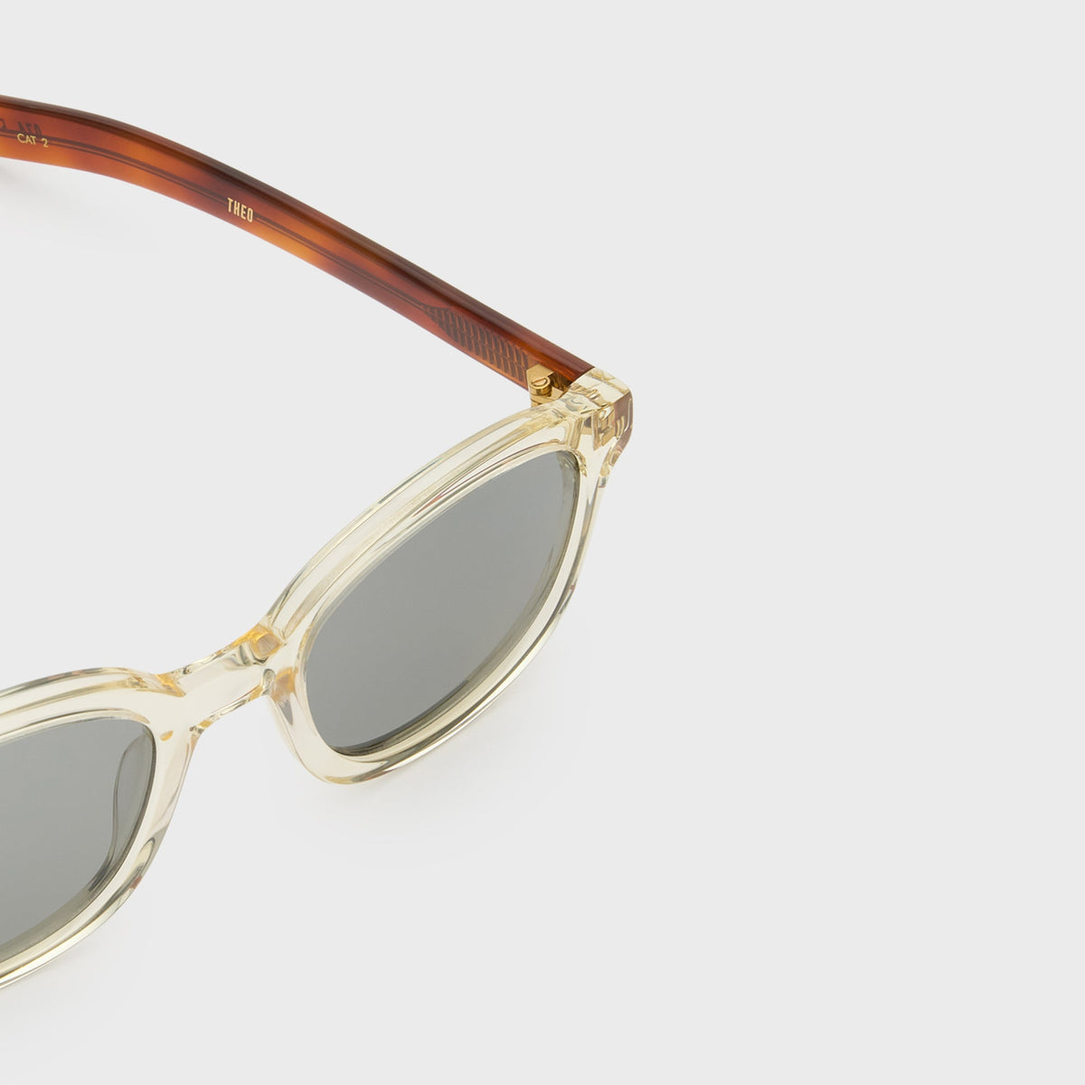Flatlist Theo Sunglasses - Crystal Yellow Classic Havana / Solid Grey Lens