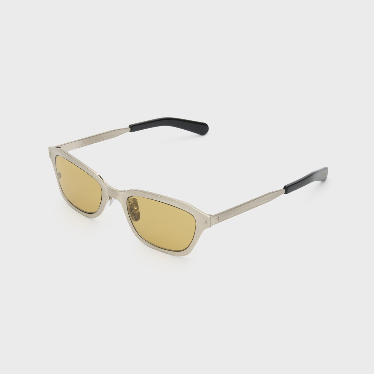 Flatlist Clint Sunglasses - Titanium Brushed Silver Solid Black / Smoked Olive Lens
