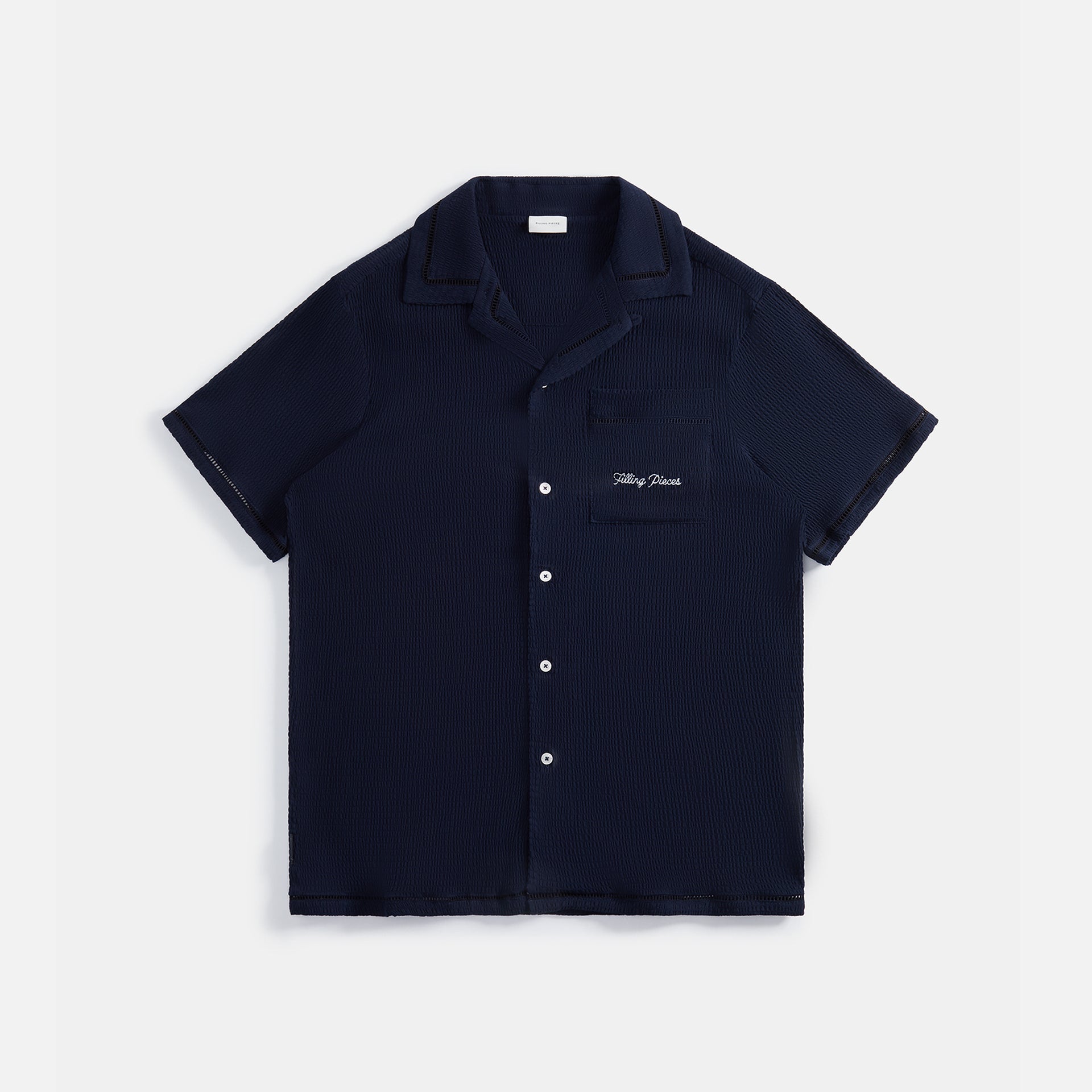 Filling Pieces Resort Shirt Seersucker - Navy