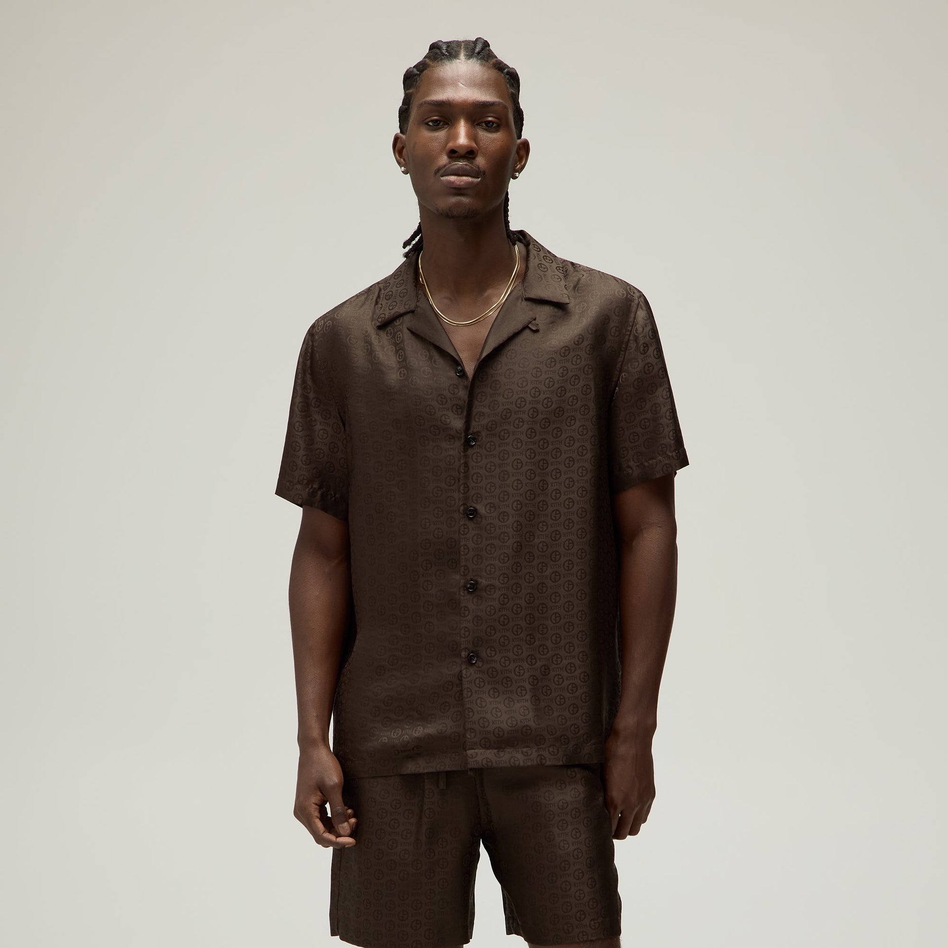 Giorgio Armani & Kith Monogram Short Sleeve Thompson Camp Collar Shirt - Kindling