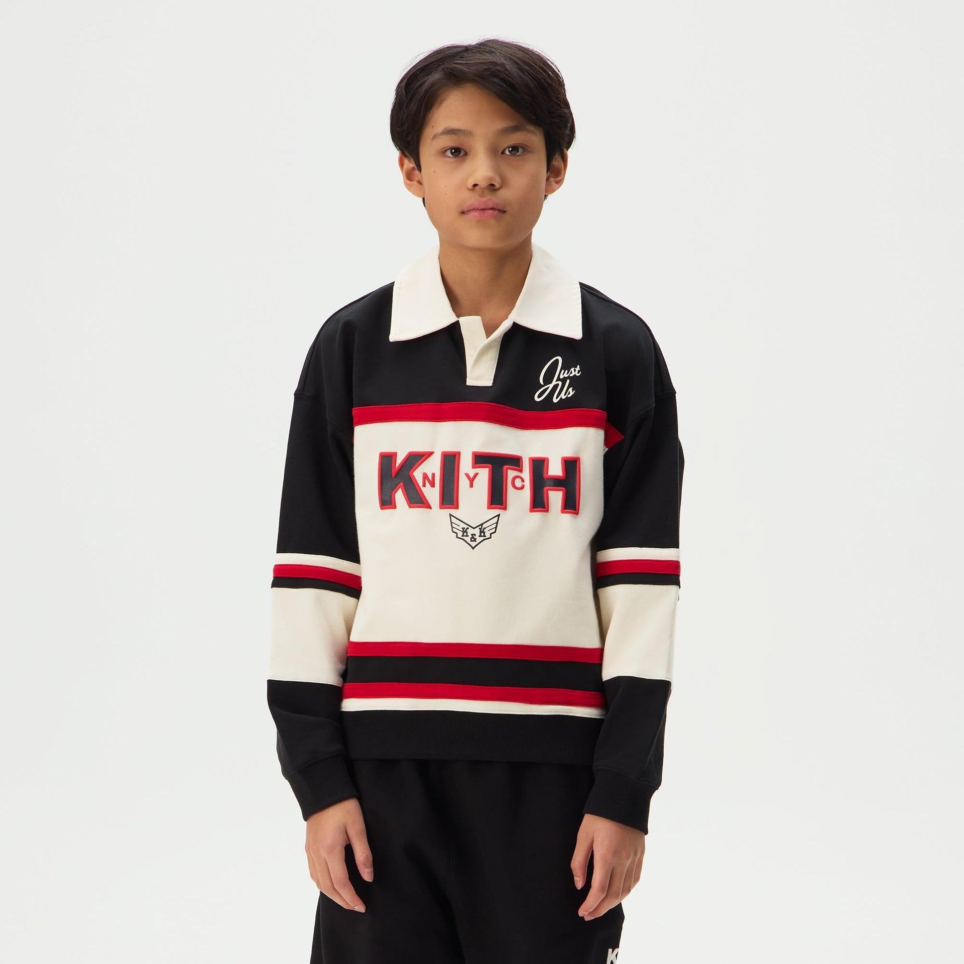 Kith Kids Color-Blocked Collared Nelson Rugby - Black