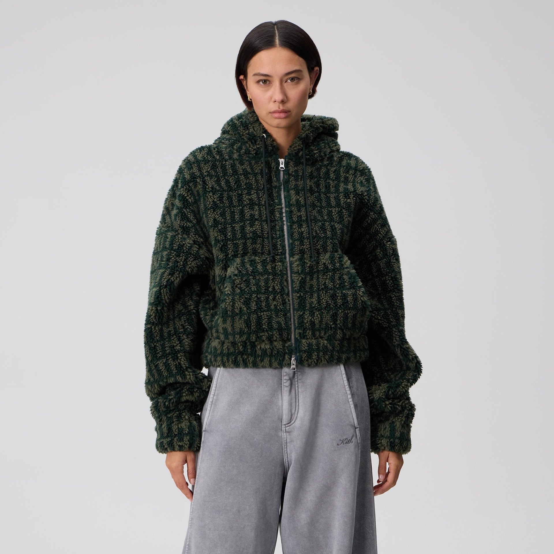 Kith Women Sylas Sherpa Monogram Zip Hoodie - Stadium