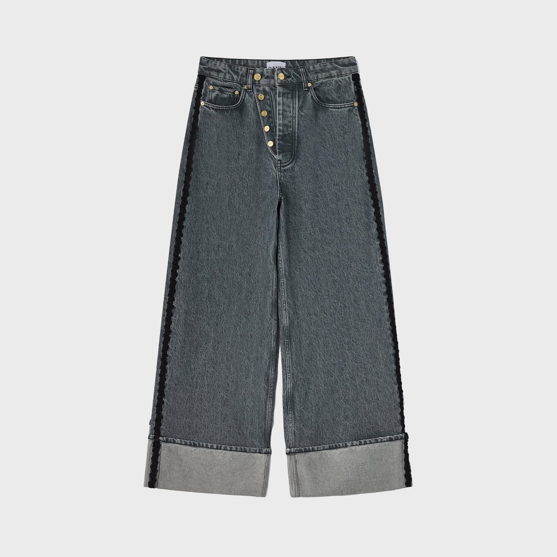 Ganni Rigid Denim Double Fly Baggy Jean - Rinse