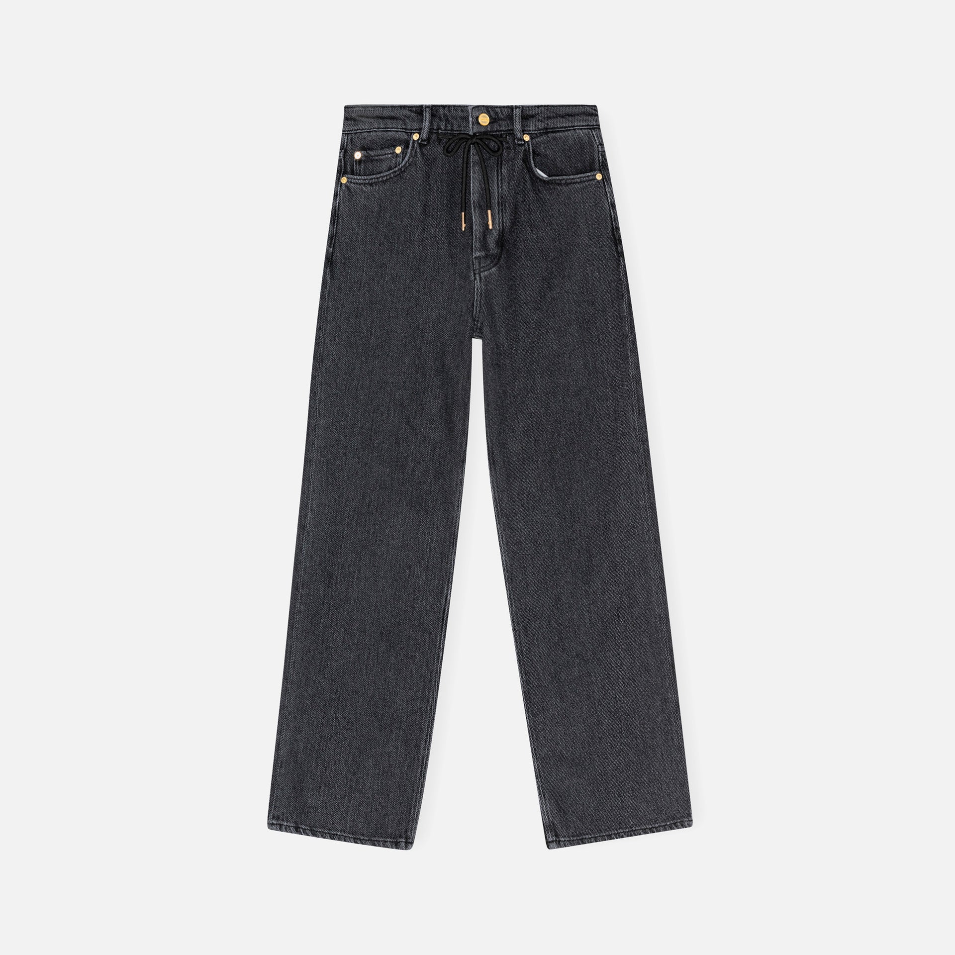 Ganni Heavy Denim Izey Drawstring - Black