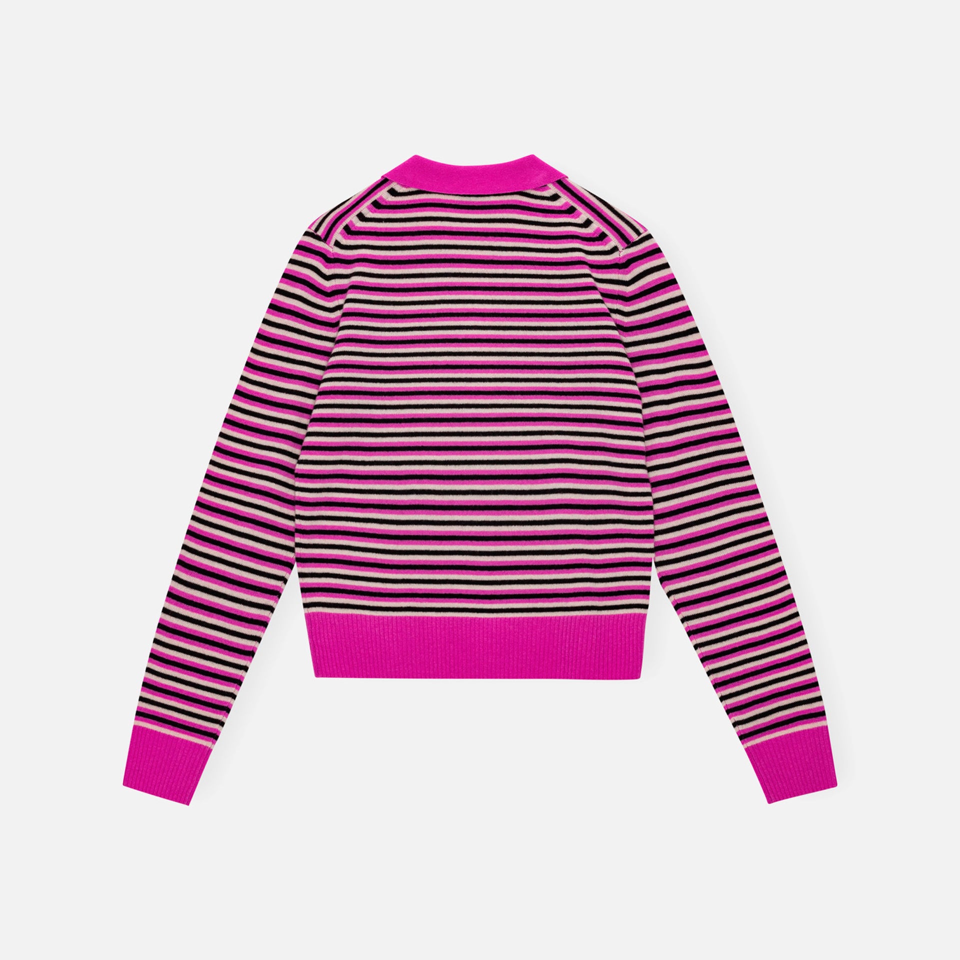 Ganni Cashmere Mix Long Sleeve Polo - Multi