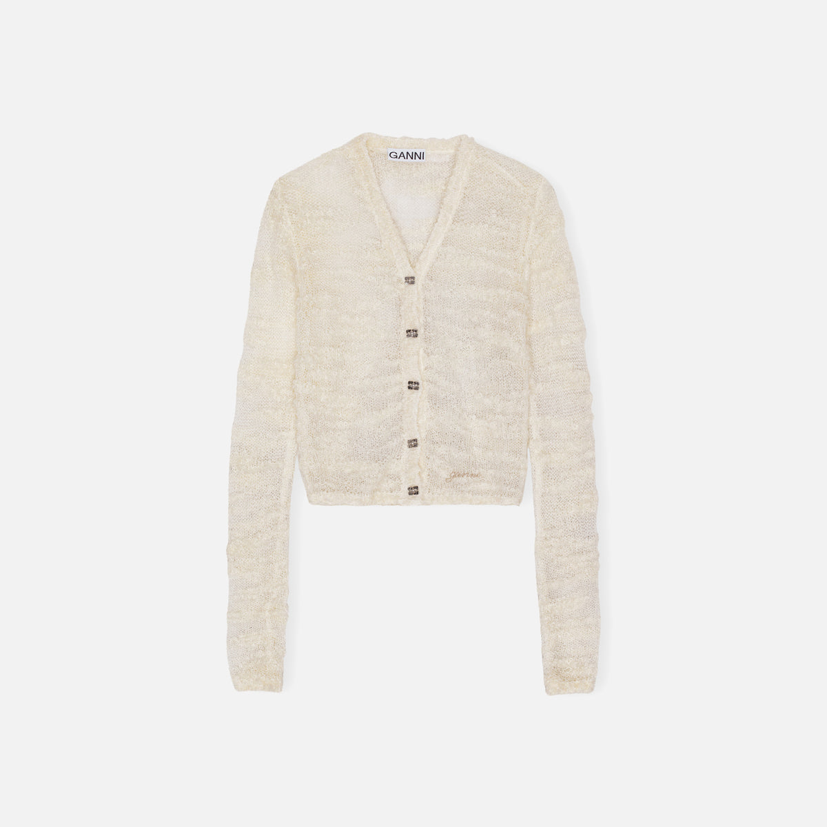 Ganni Alpaca Mohair Boucle Cardigan - Egret