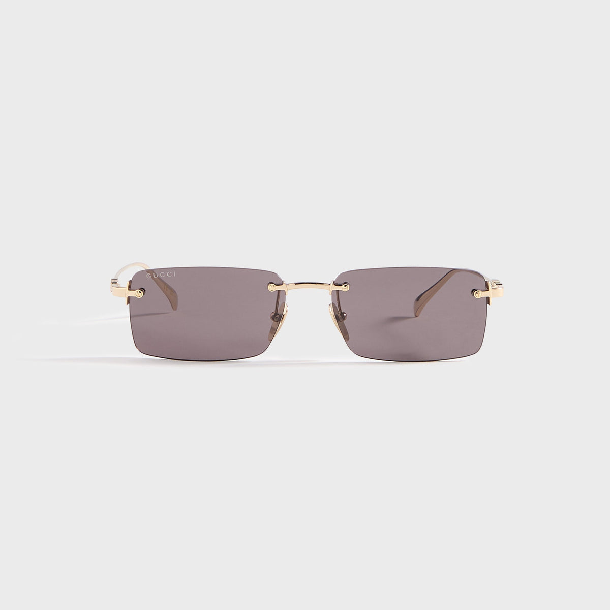 Gucci GG Rectangular Frame Sunglasses - Gold / Grey