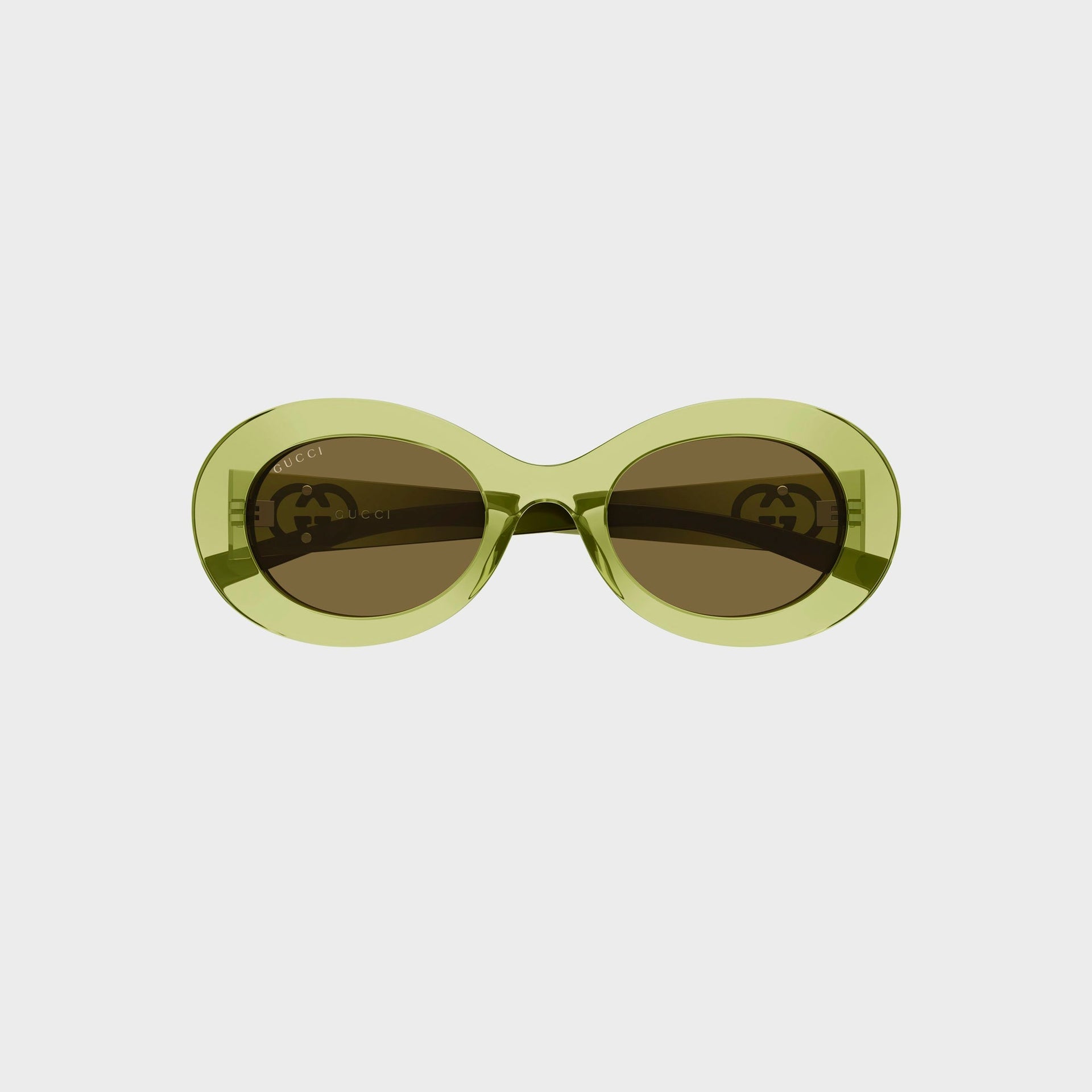 Gucci Oval Frame Sunglasses - Green / Brown