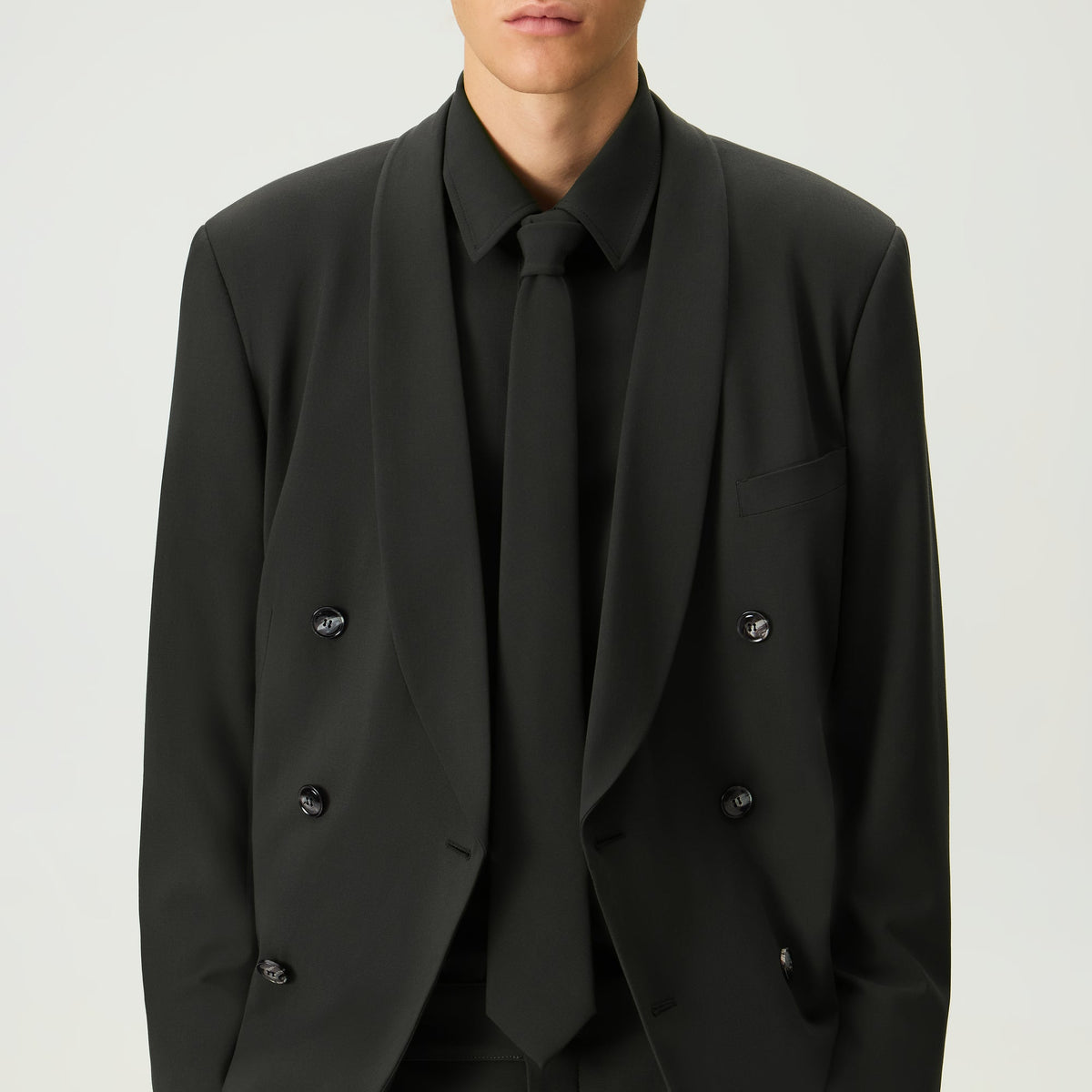 Giorgio Armani & Kith Ivy Wool Crepe Tie - Charcoal Grey