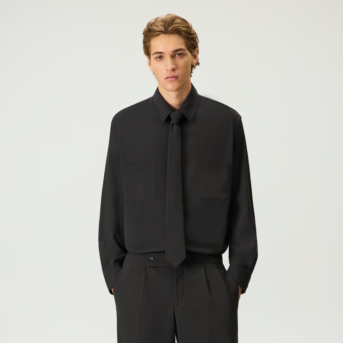 Giorgio Armani & Kith Ivy Wool Crepe Shirt - Charcoal Grey - PH